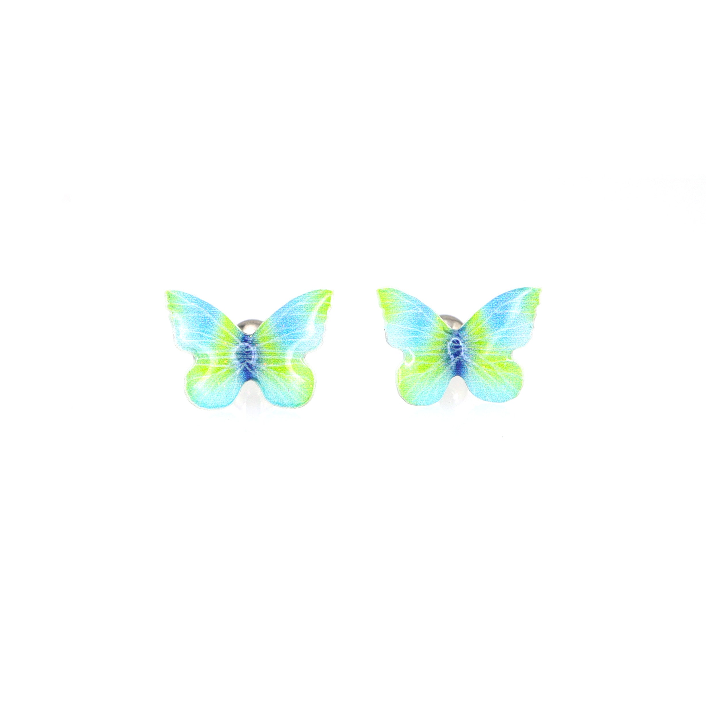 Green Gradient Resin Butterfly stainless steel Ear Studs ph1
