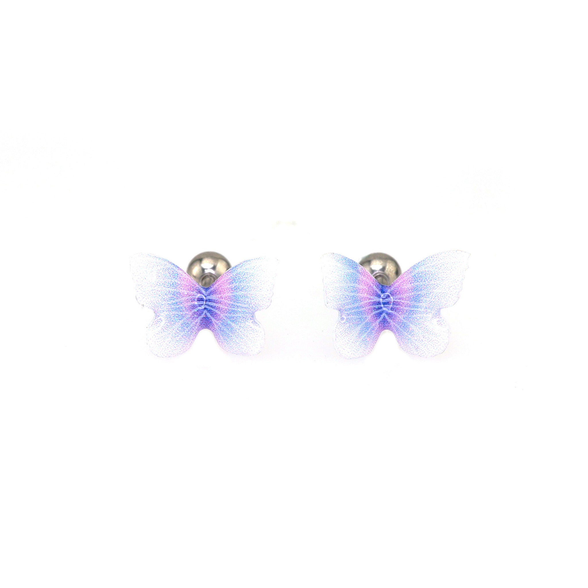Purple Gradient Resin Butterfly stainless steel Ear Studs ph1