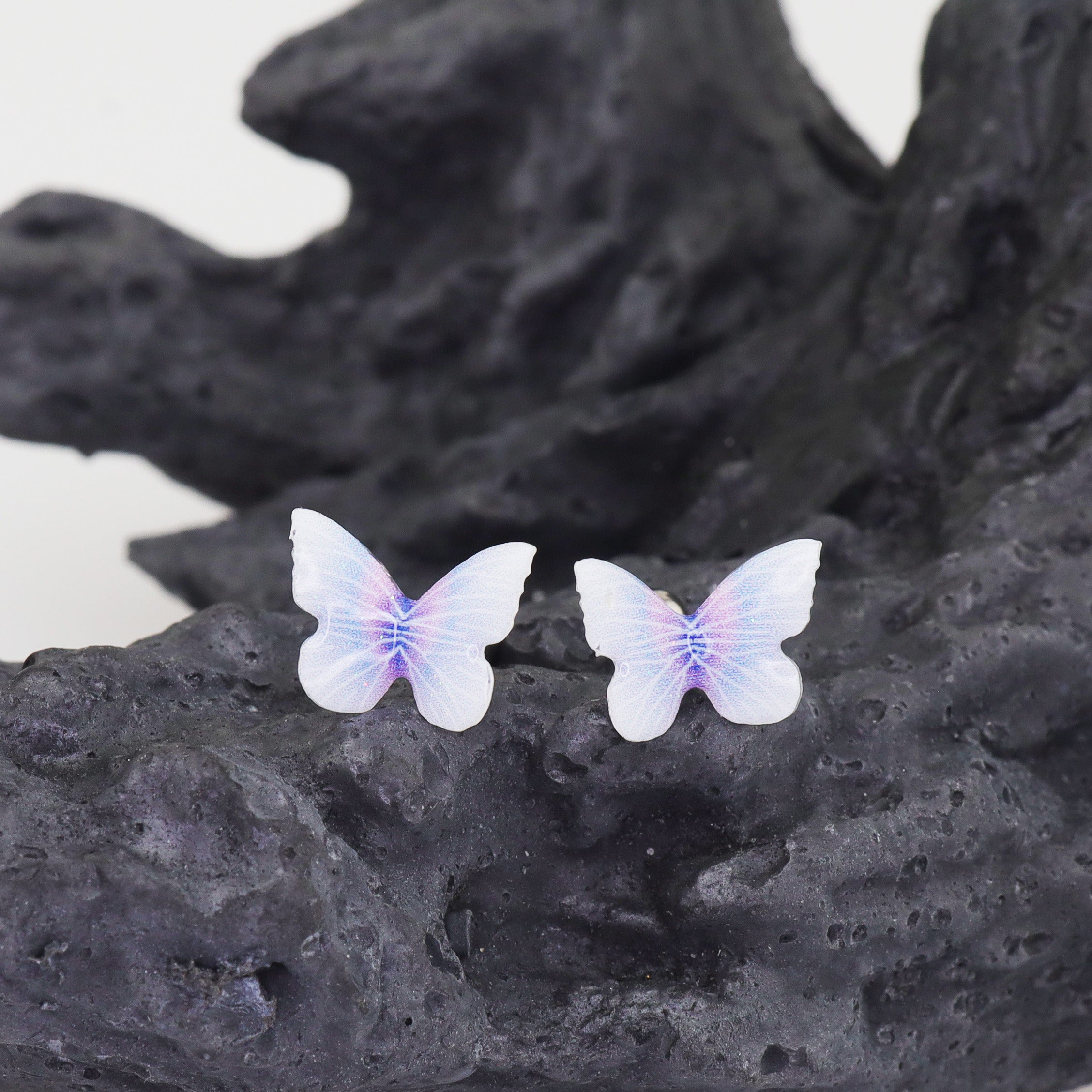 Purple Gradient Resin Butterfly stainless steel Ear Studs ph1