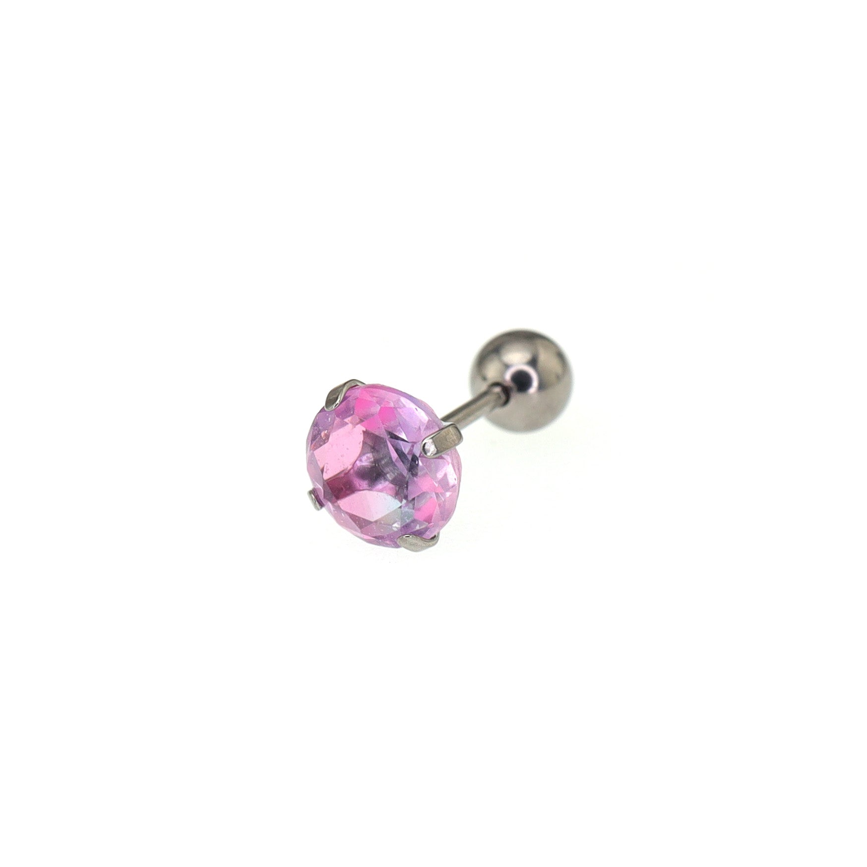 Round Gradient Tourmaline CZ Titanium Ear Studs ph1