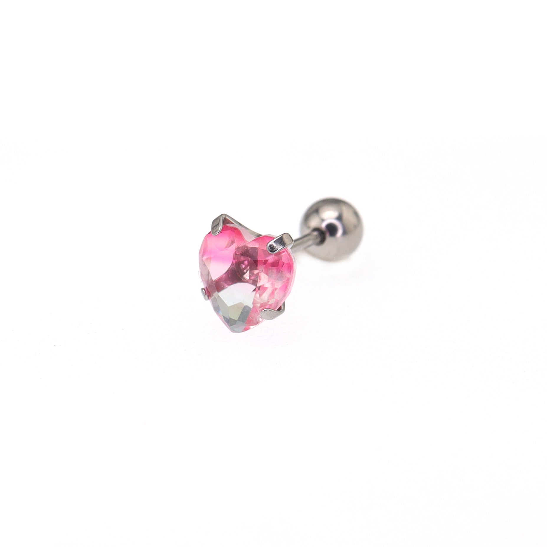 Heart Gradient Tourmaline CZ Titanium Ear Studs ph1