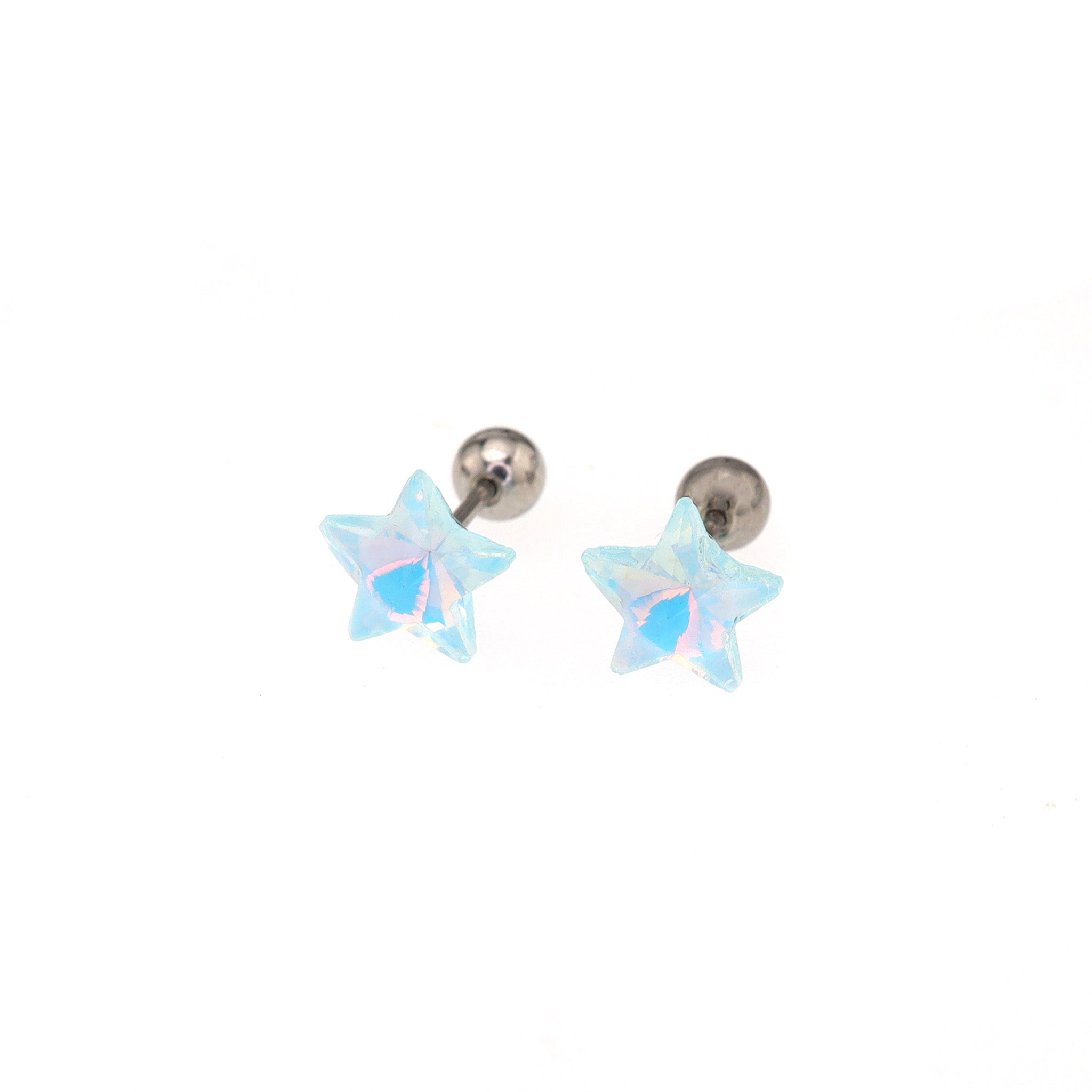 Colorful Opal Pentagram stainless steel Ear Studs ph1