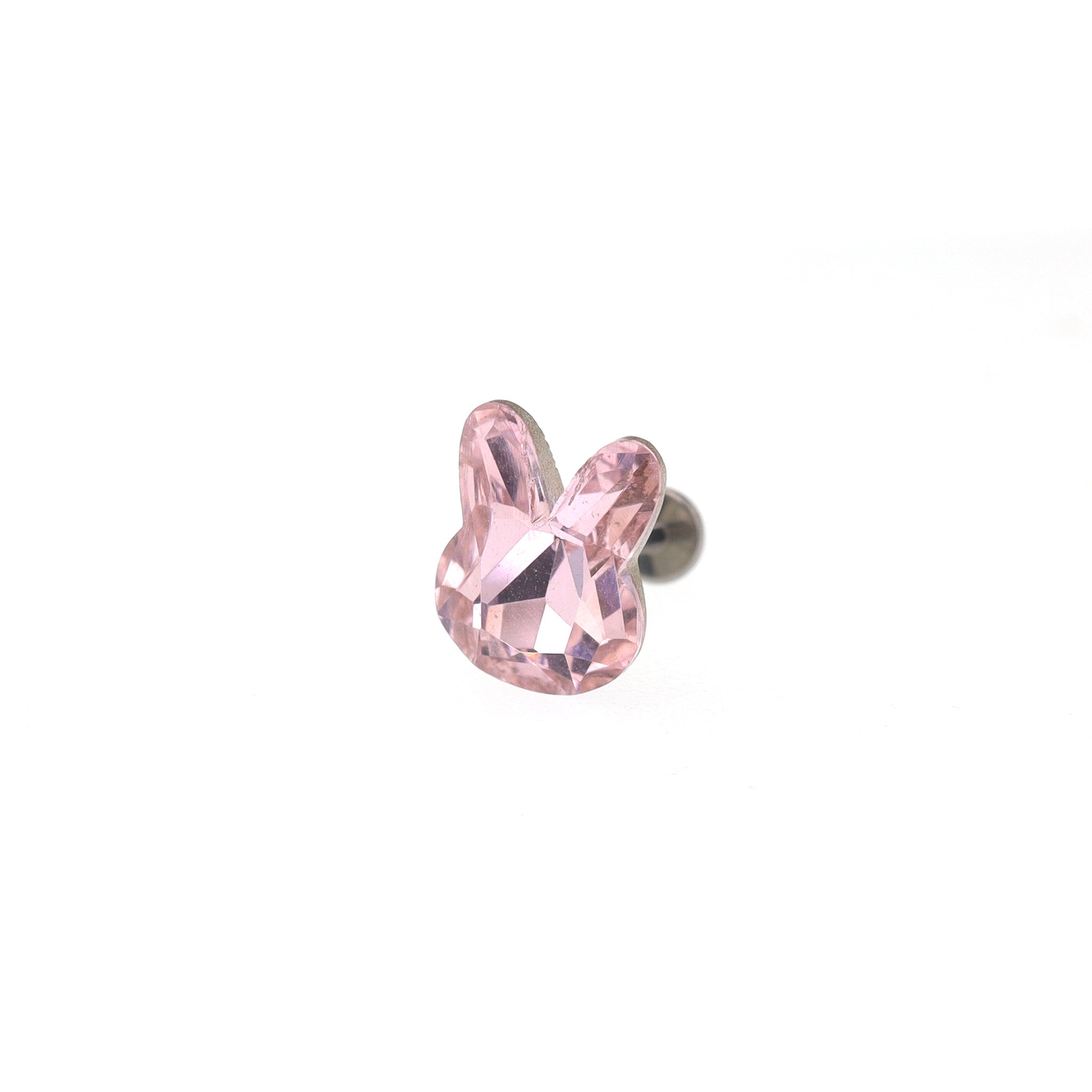 Pink & White Bunny Internally Threaded Titanium Studs ph1