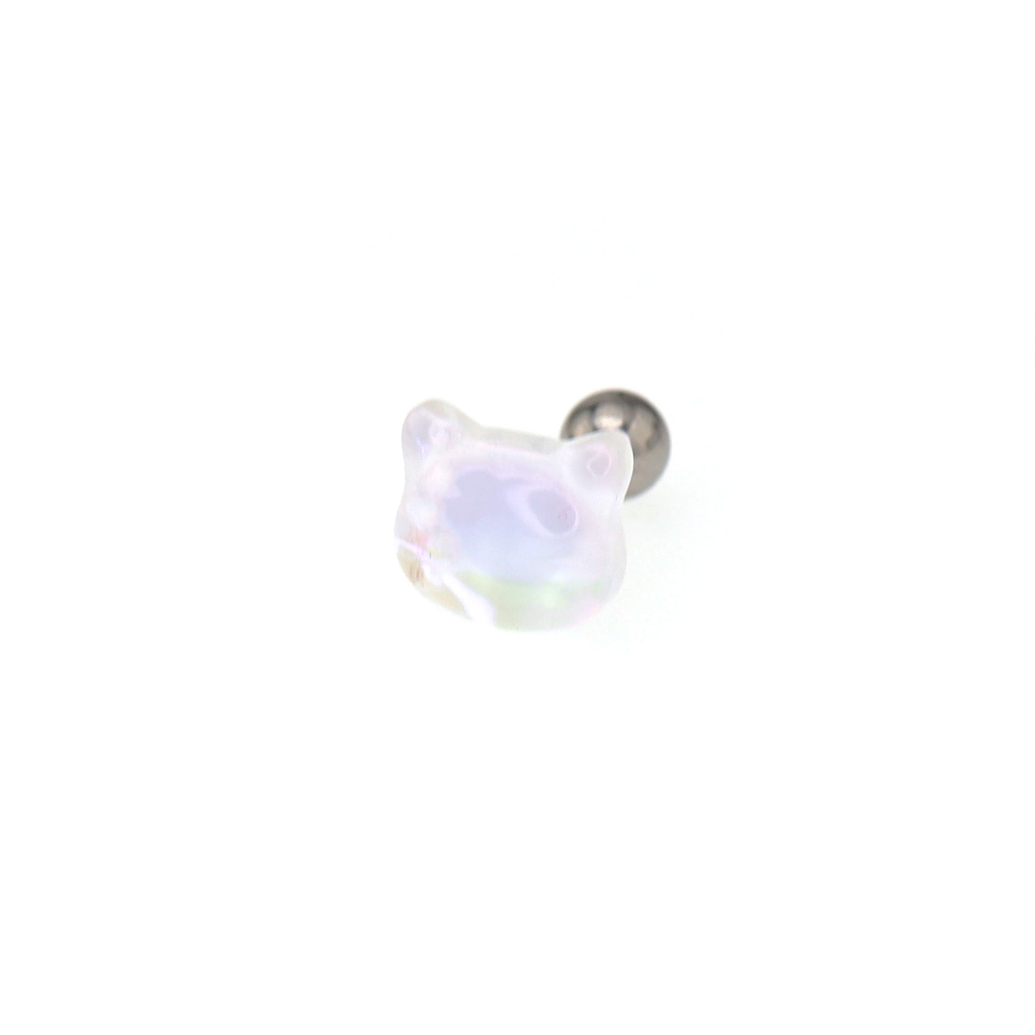 White Jelly Cat stainless steel Ear Studs ph1