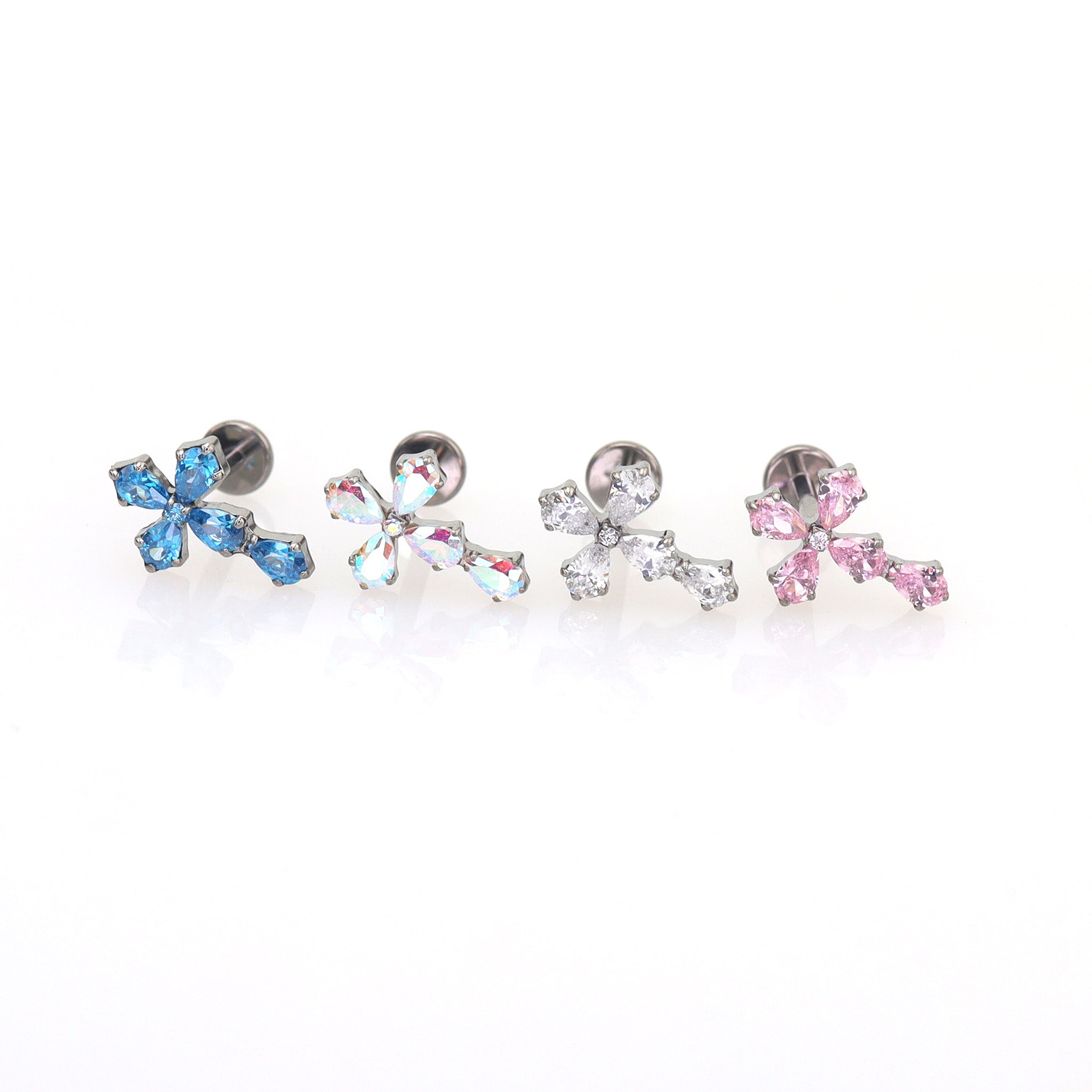 CZ Cross Internally Threaded Titanium Studs