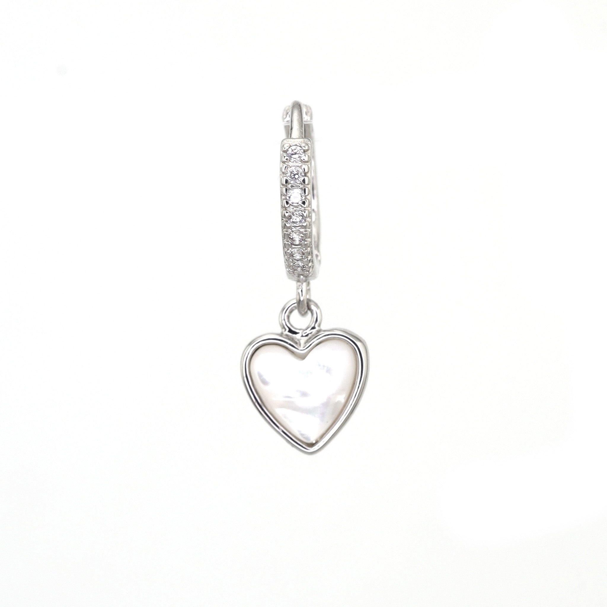 Heart-Shaped Mother of Pearl & CZ tainless steel Earrings ph1