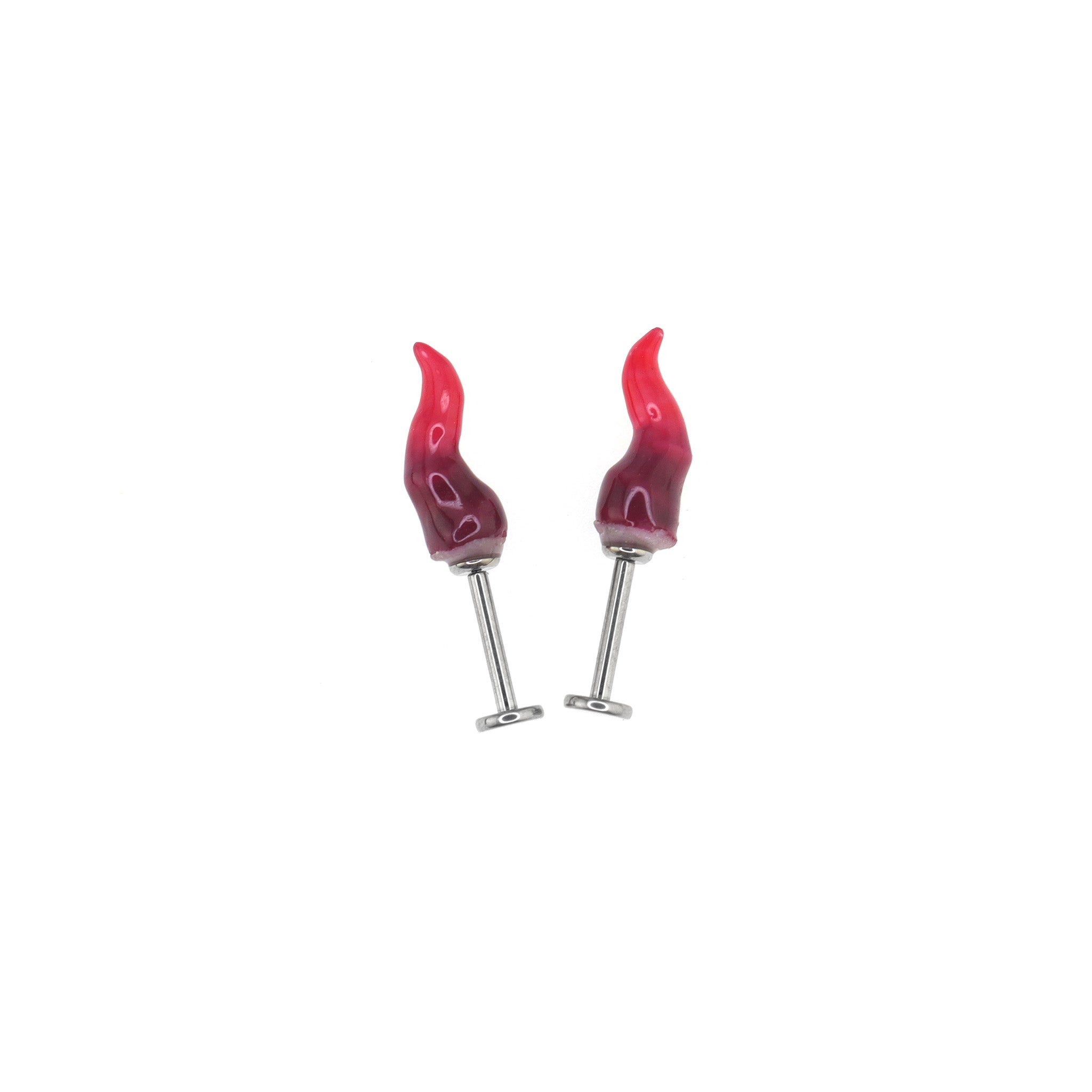 Black & Red Satan Titanium Helix Studs ph1