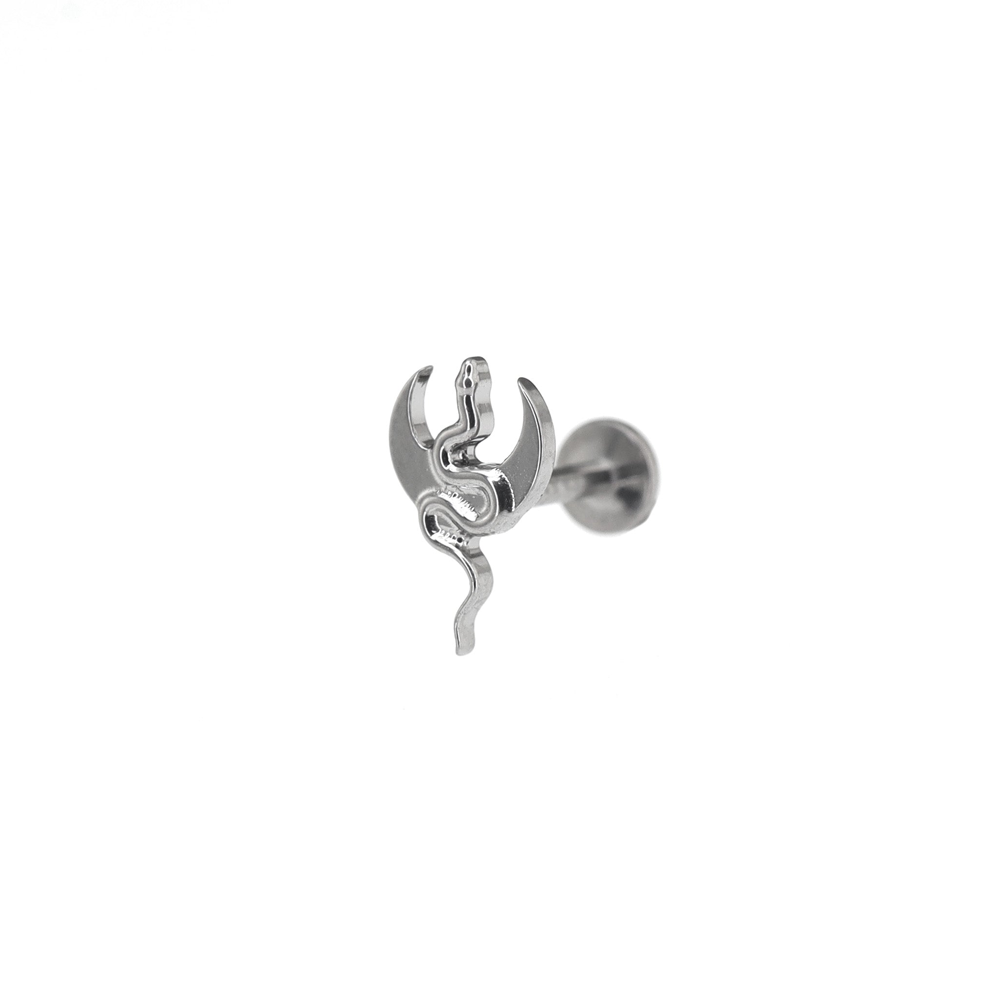 Moon & Snake Internally Threaded Titanium Ear Studs ph1
