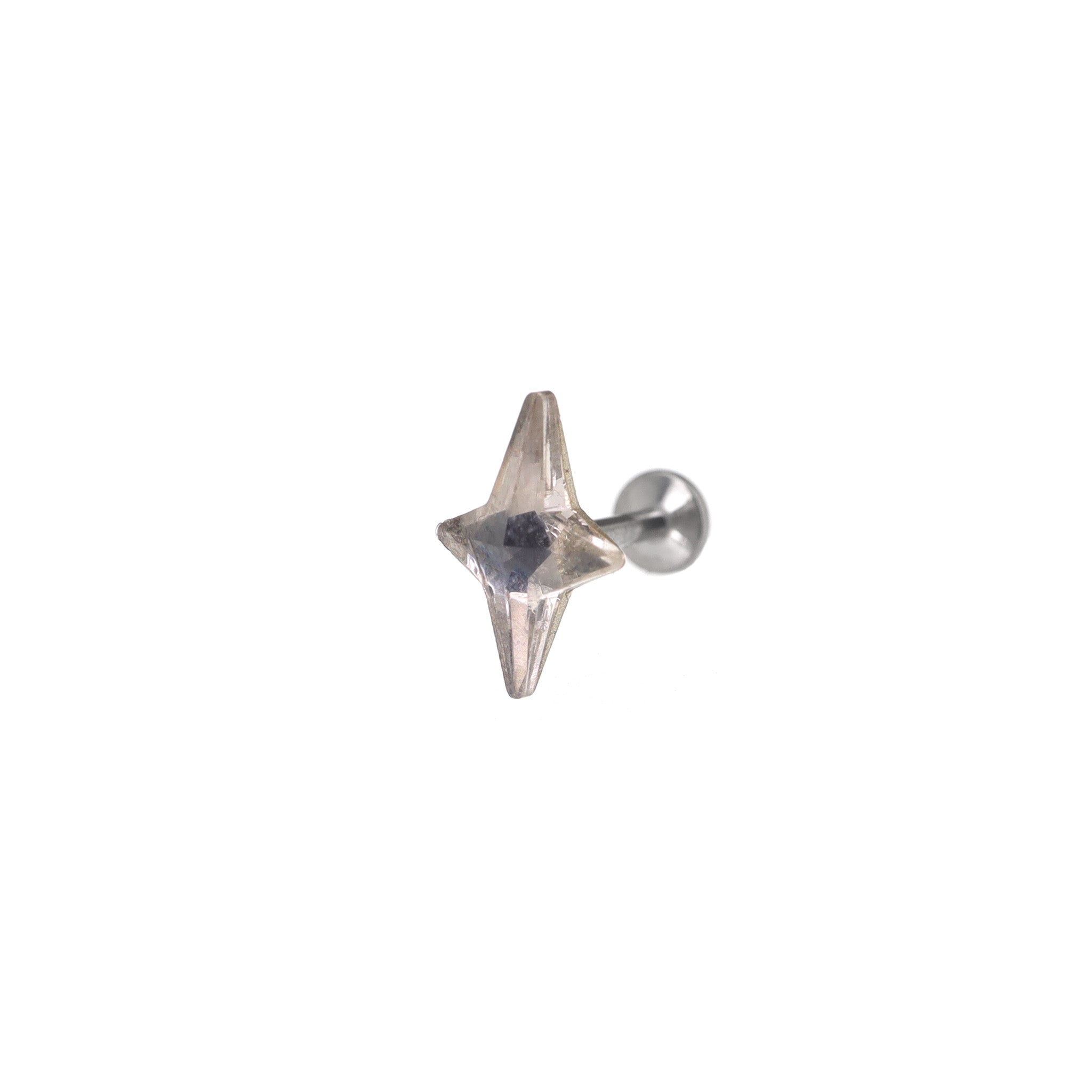 Four-Point Star CZ Internally Threaded Titanium Studs ph1