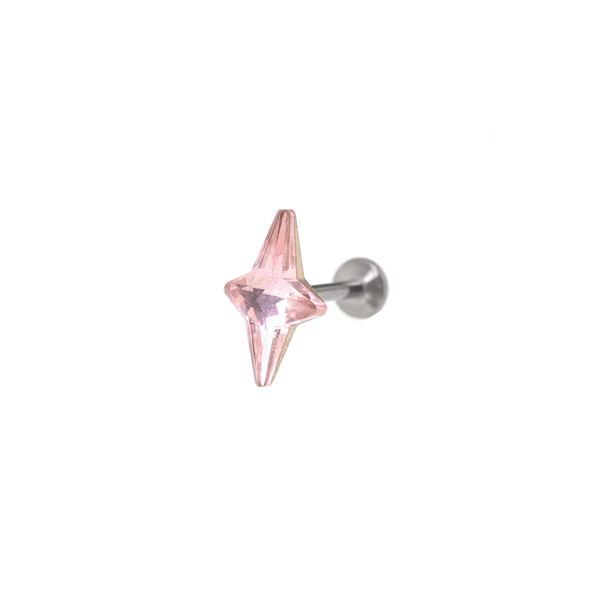 Four-Point Star CZ Internally Threaded Titanium Studs ph1