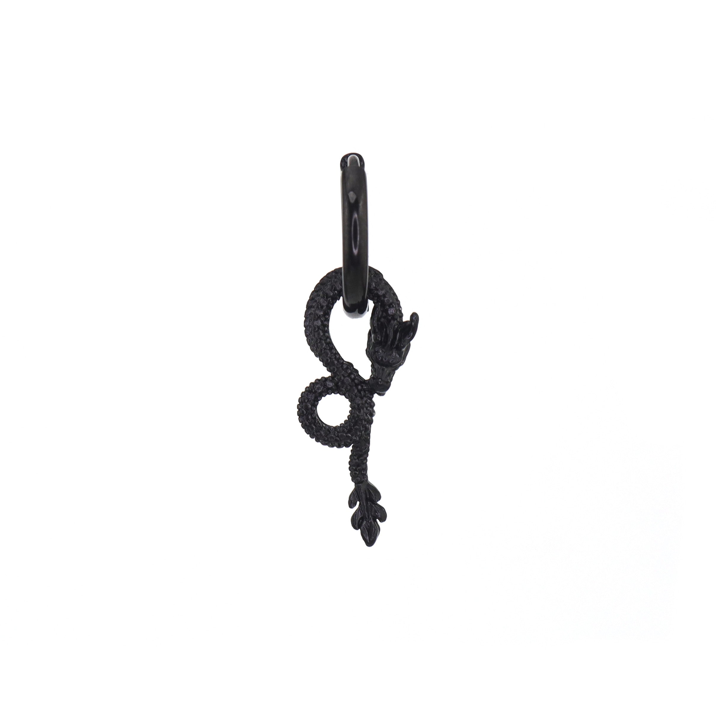 Black Engraved Evil Dragon Pendant stainless steel Earrings ph1