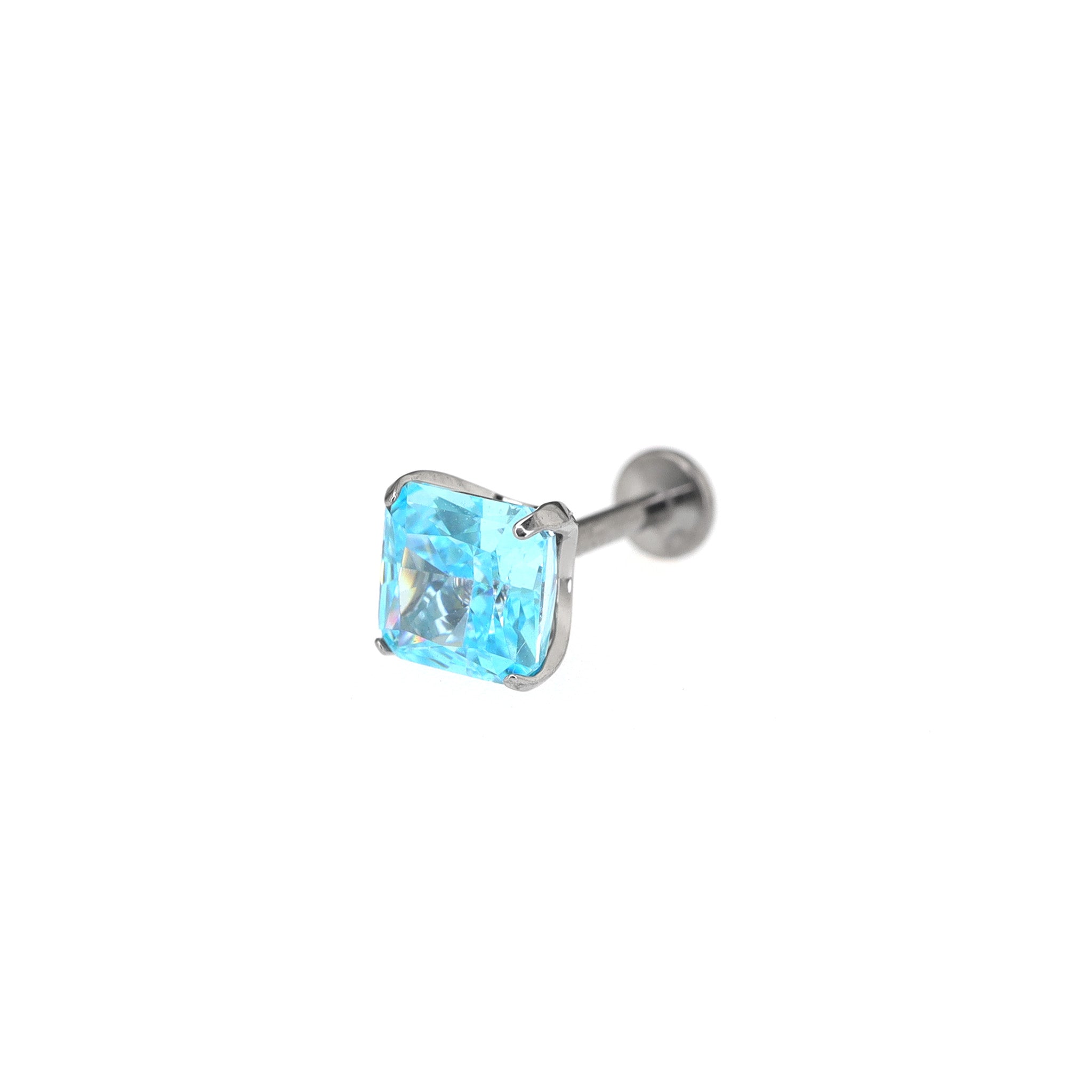 Rainbow Square CZ Titanium Ear Studs ph1
