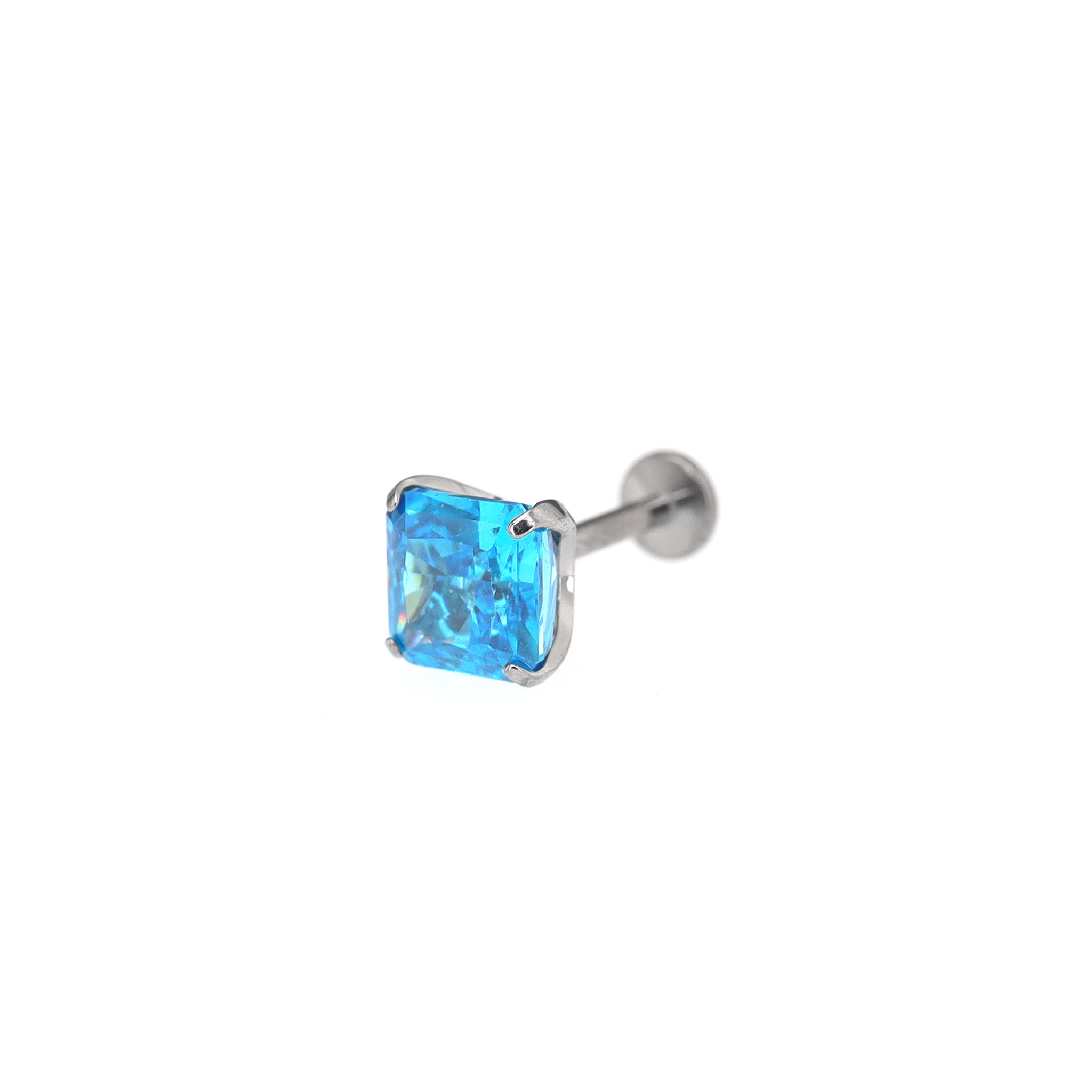 Rainbow Square CZ Titanium Ear Studs ph1