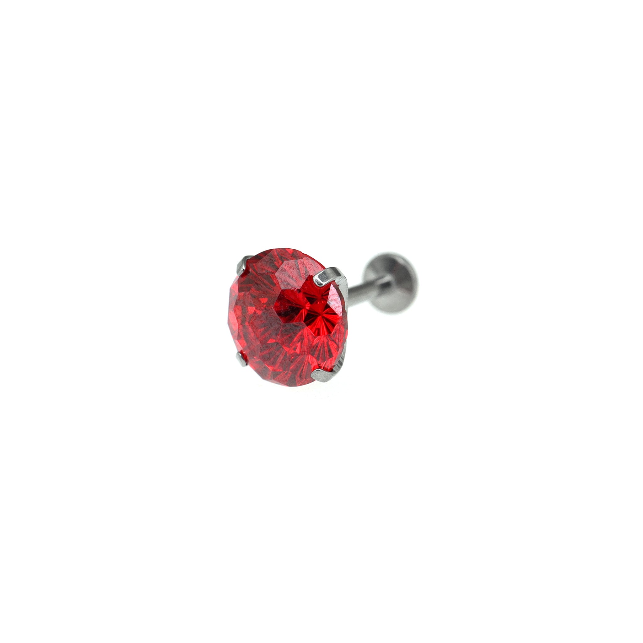 8mm Pink Firework-Cut CZ Titanium Ear Studs