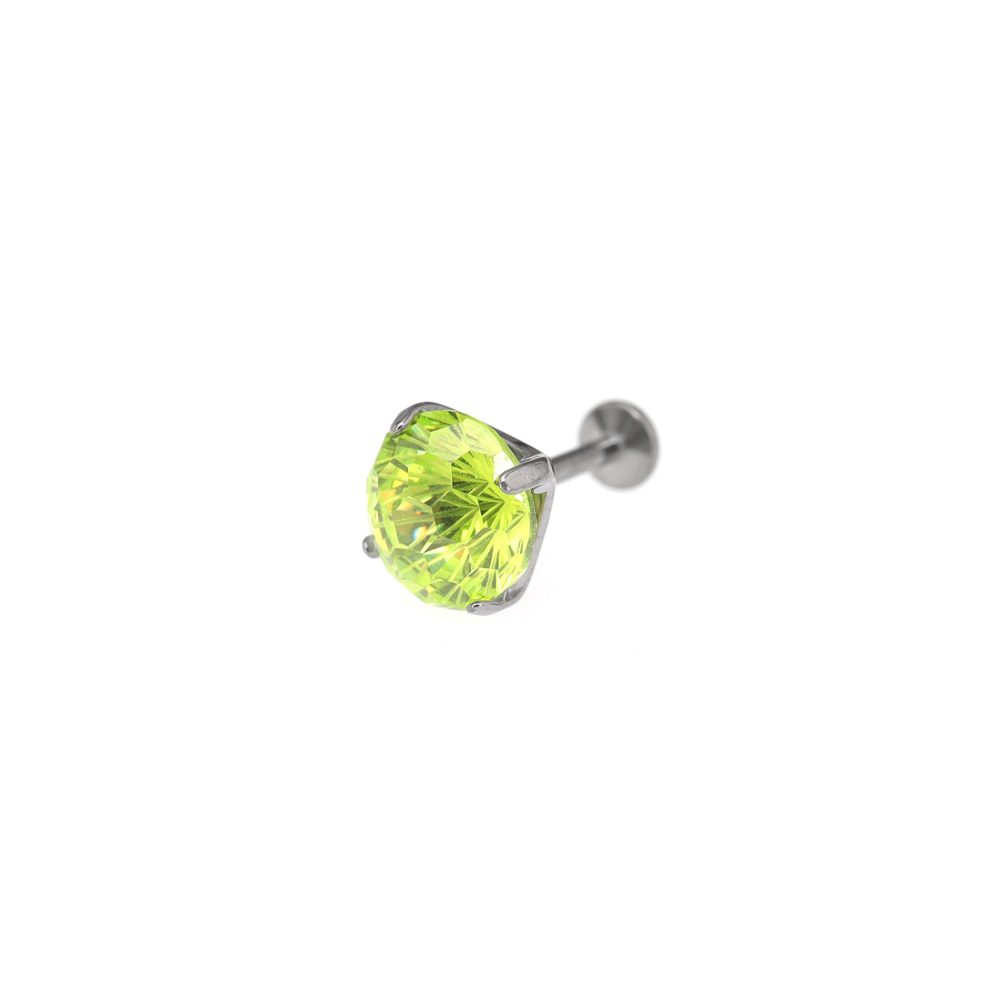 Green Firework-Cut CZ Titanium Studs