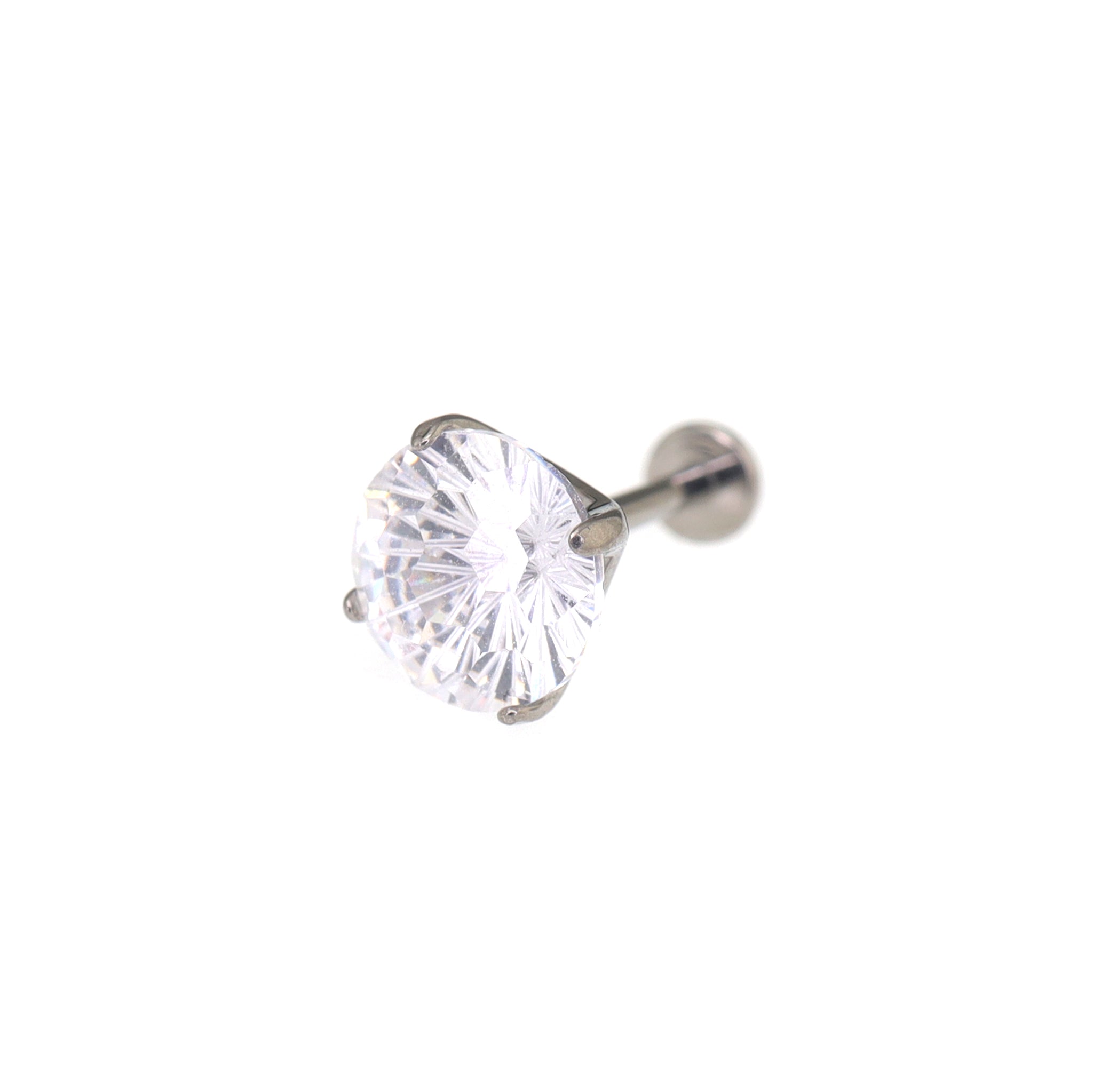8mm Blue & White Firework-Cut CZ Titanium Ear Studs