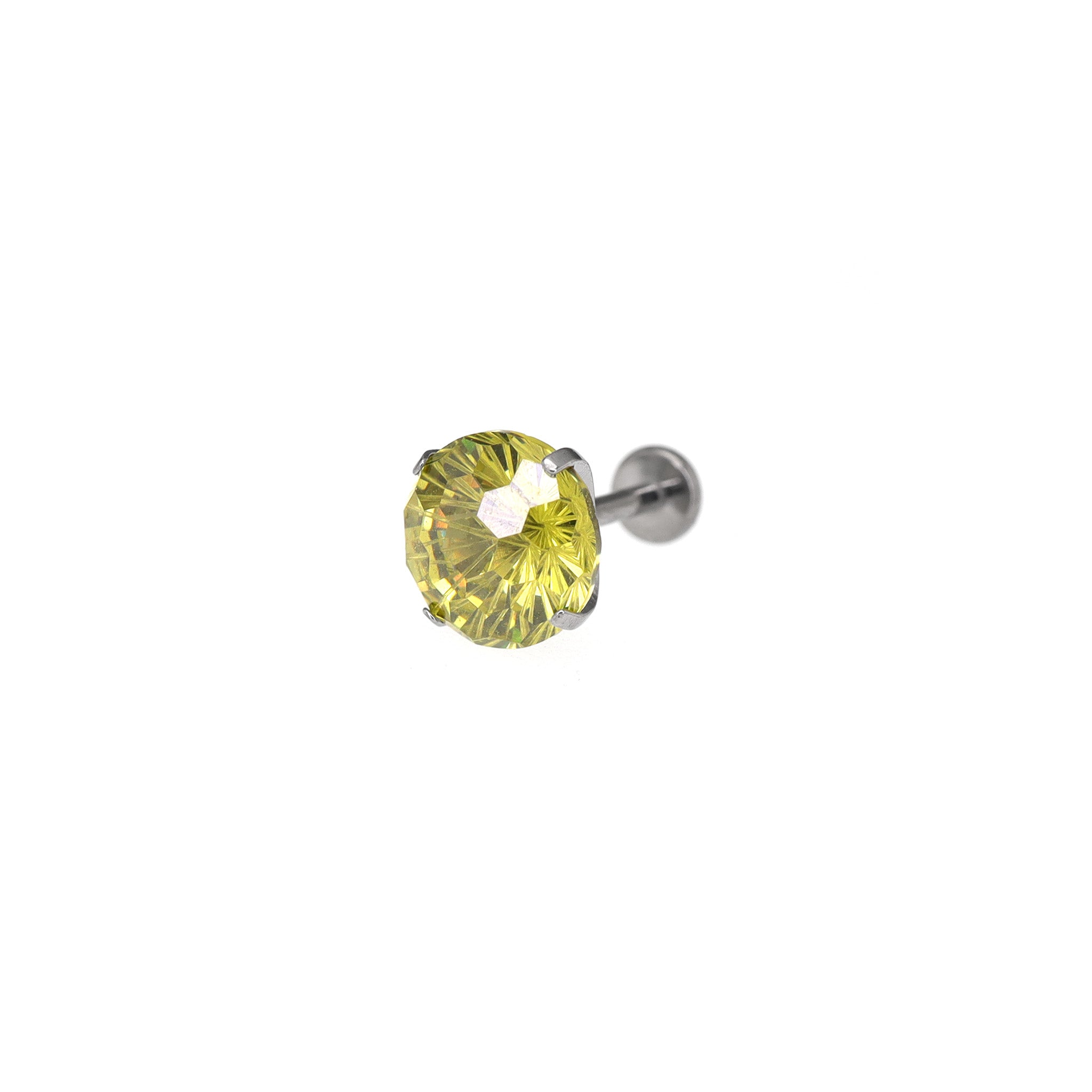8mm Green Firework-Cut CZ Titanium Ear Studs
