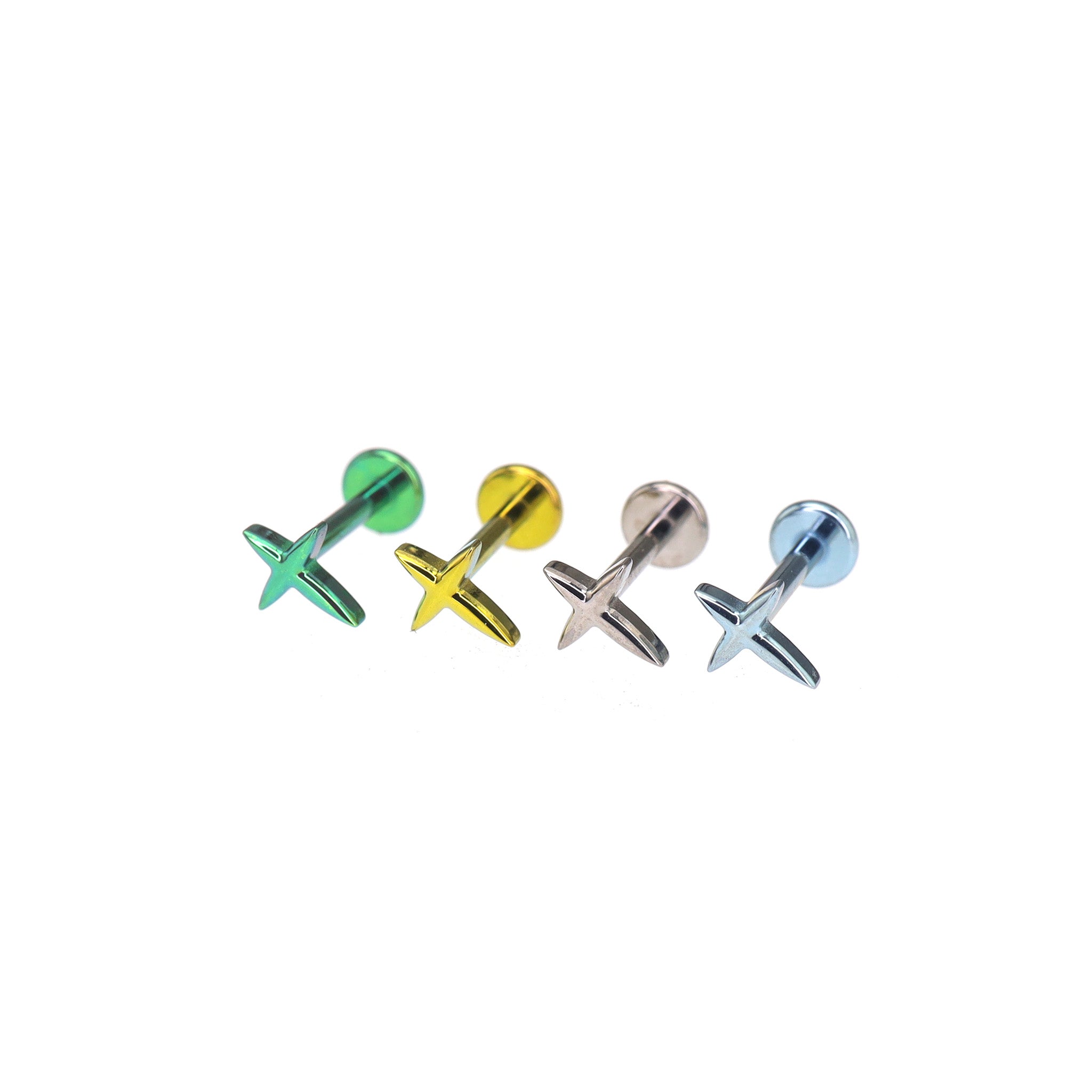 Minimalist Four-Point Star Internally Threaded Titanium Studs ph1