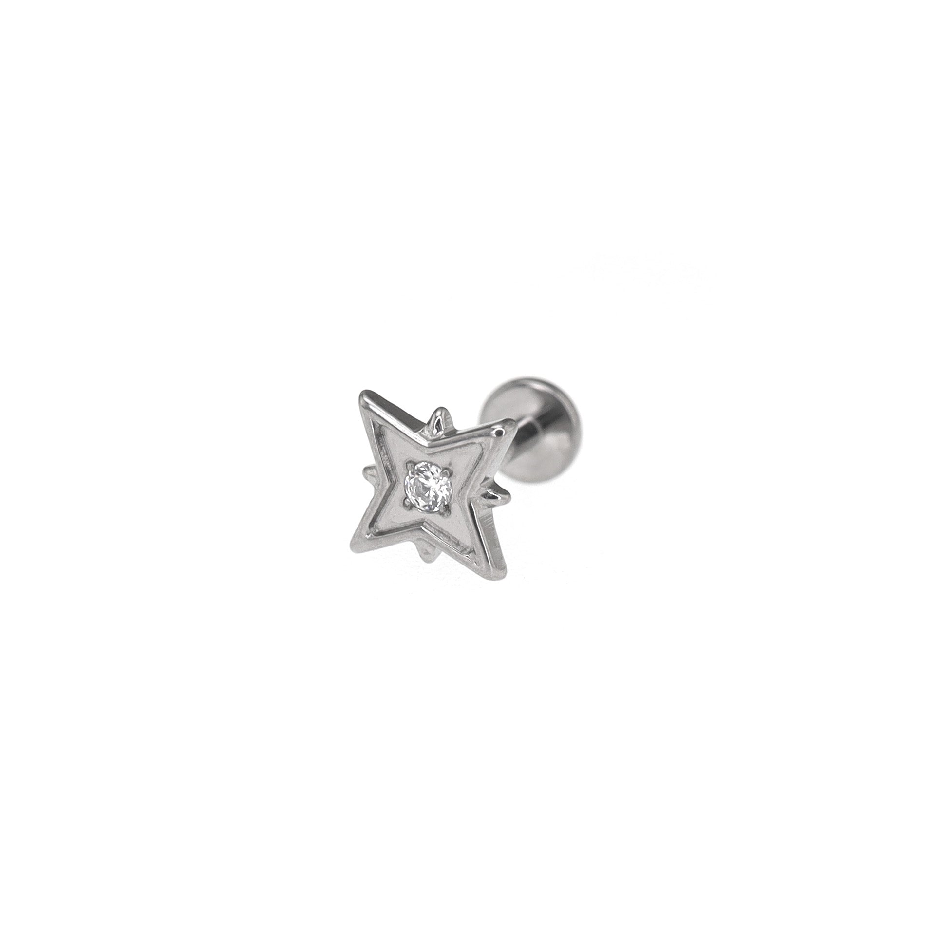 Octagram CZ Internally Threaded Titanium Studs ph1