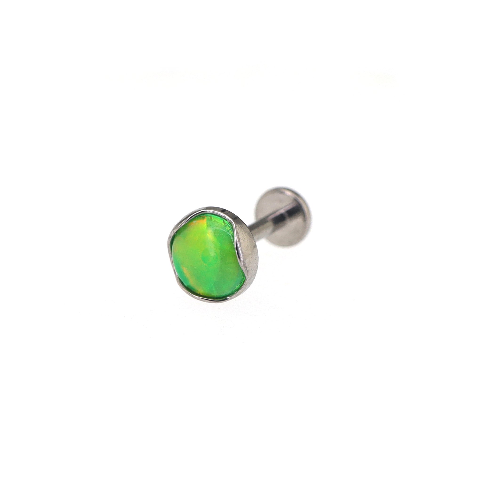 Wave Bezel-Set Opal Titanium Lip Ring ph1