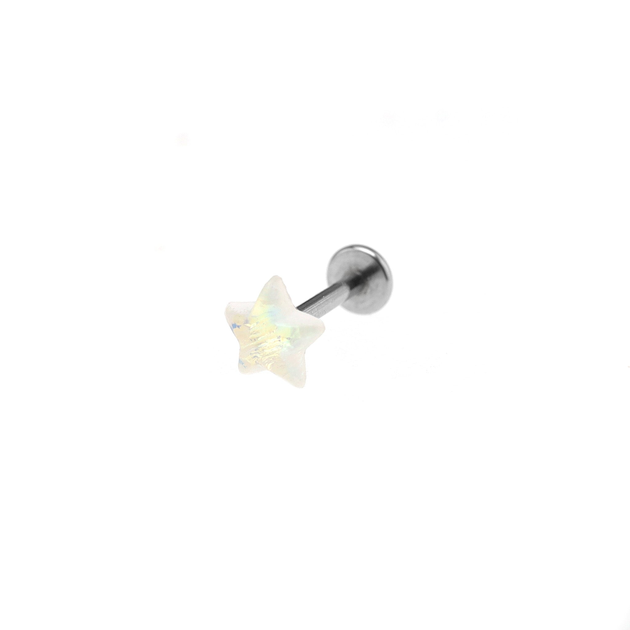 Resin Star & Moon Internally Threaded Stainless Steel Lip Ring