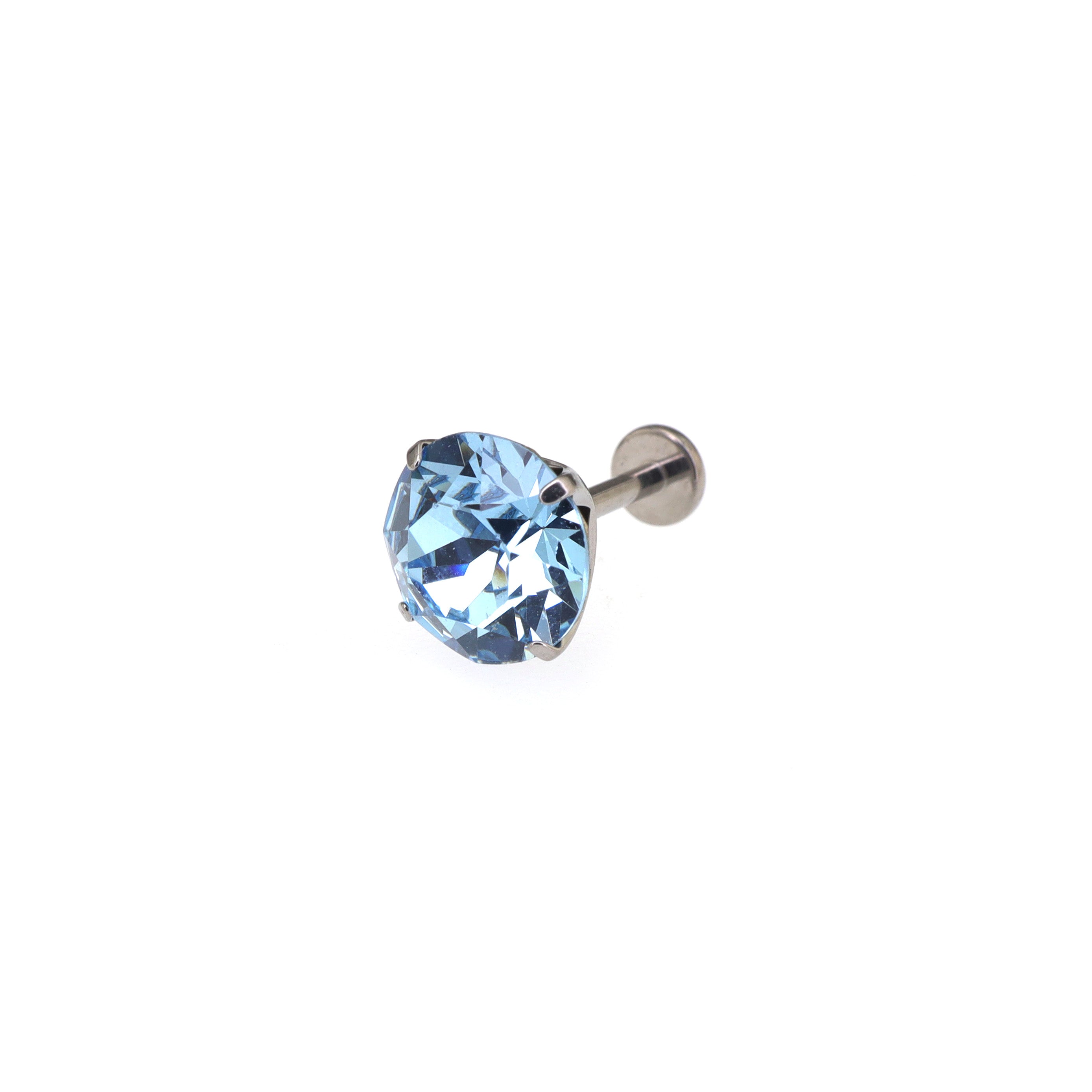Curved Base High-Shine Crystal Internally Threaded Titanium Ear Studs