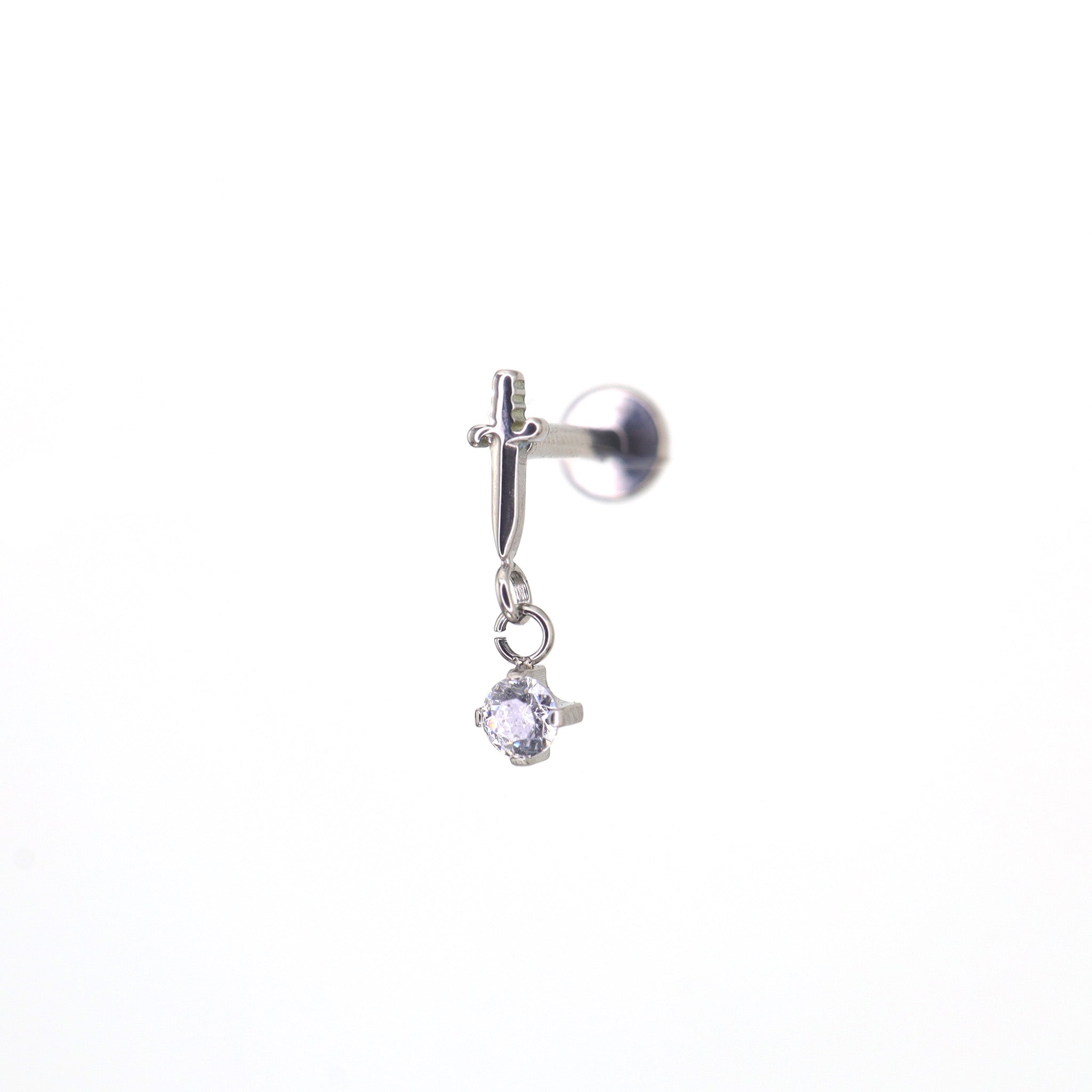 Mini Dagger Pendant CZ Titanium Ear Studs