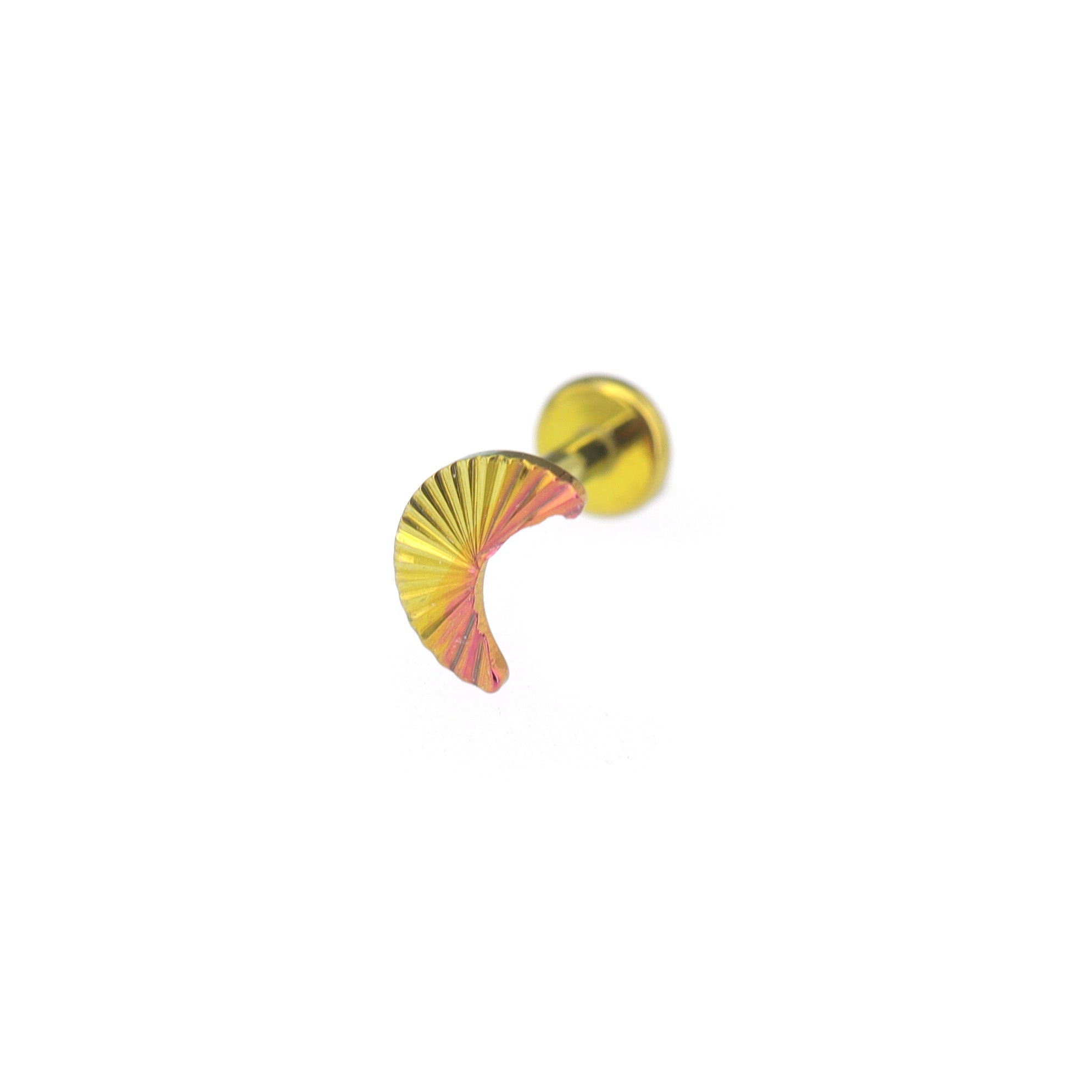 Engraved Moon Internally Threaded Titanium Ear Studs
