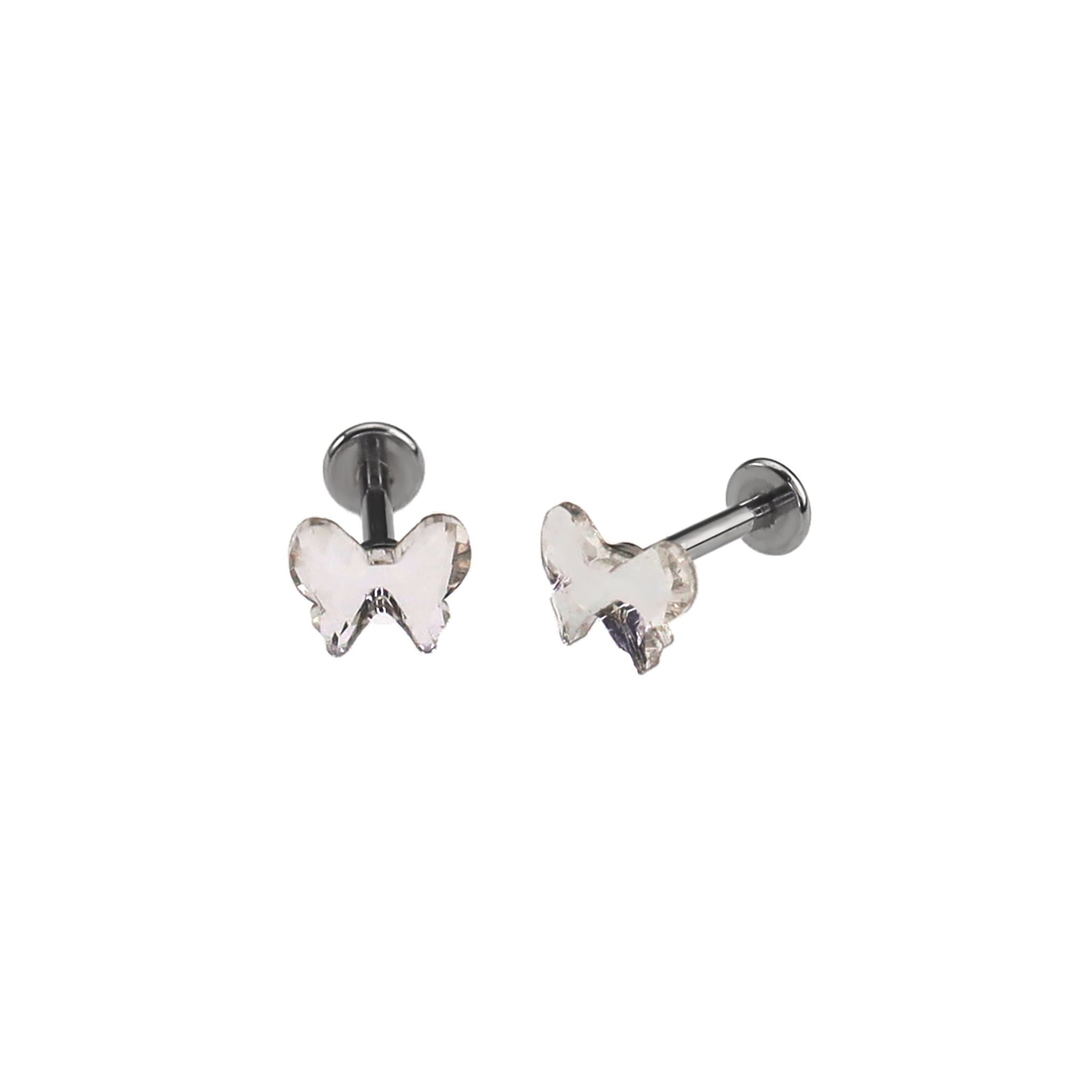 Crystal Rhinestone Bow Internally Threaded stainless steel Studs