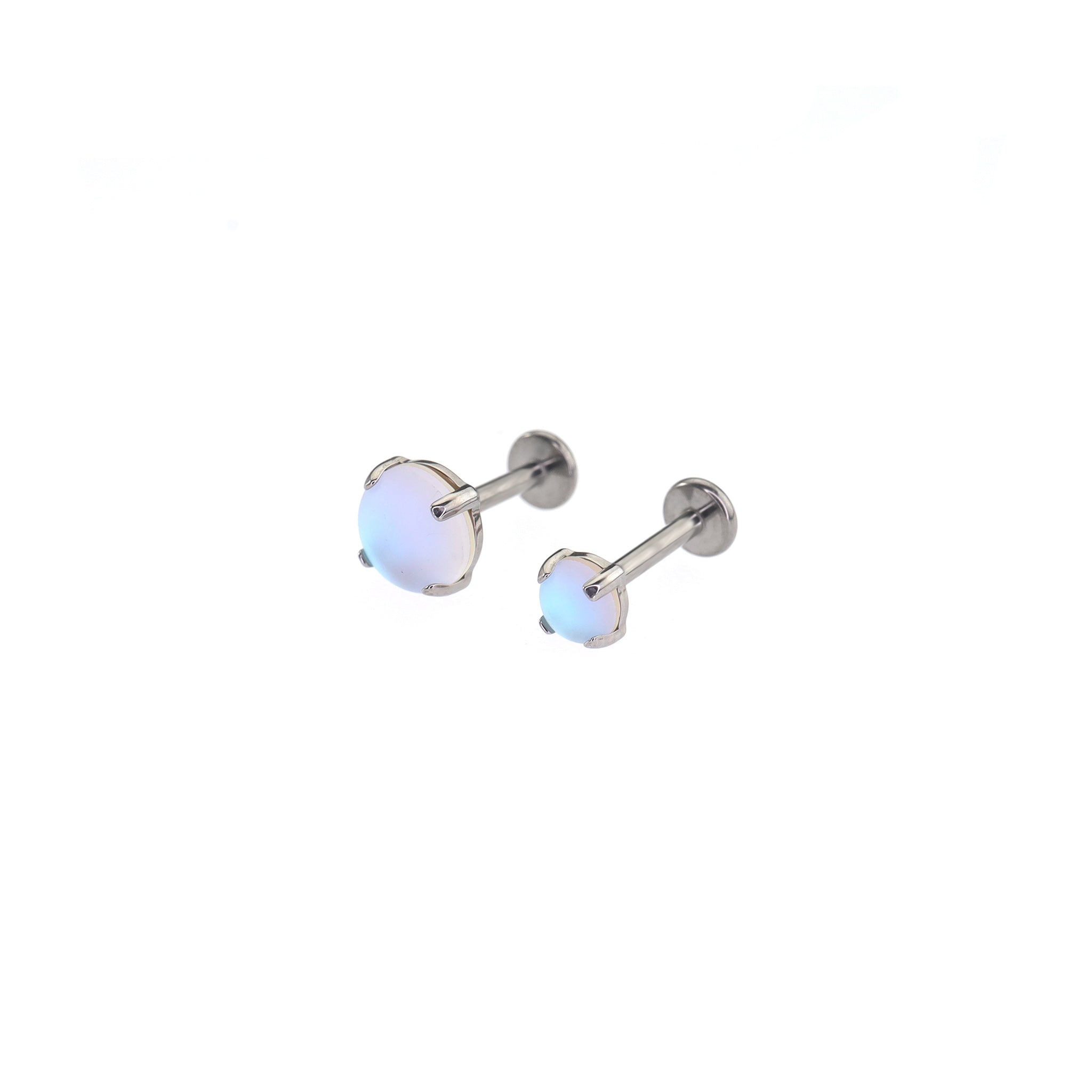 Satin Round Moonstone Internally Threaded Titanium Threaded Studs