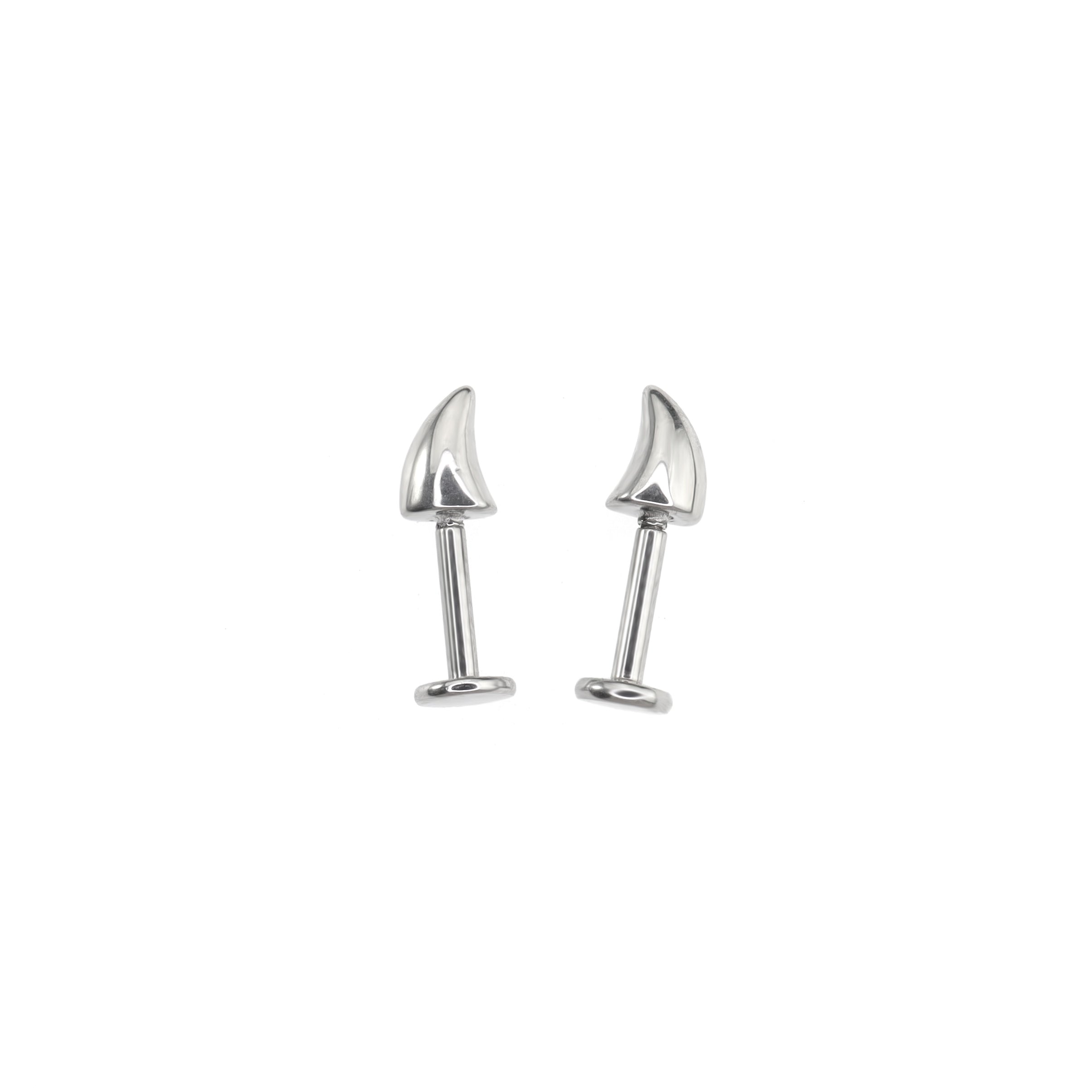 Devil Horn Internally Threaded stainless steel Ear Stud