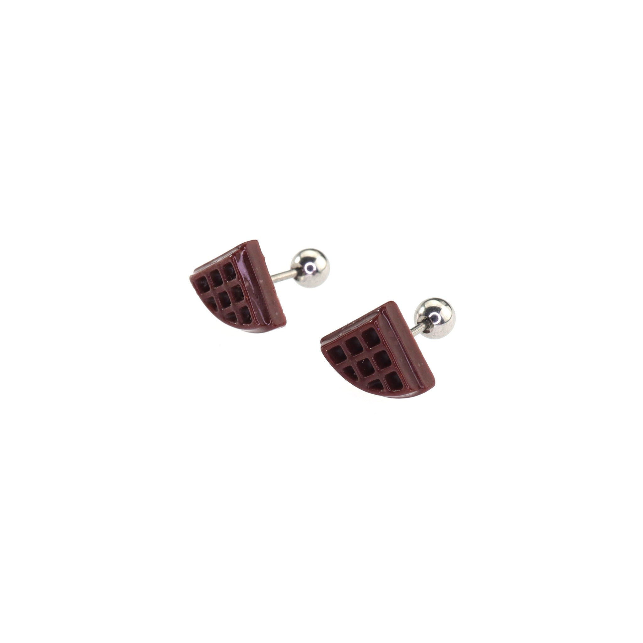 Chocolate Waffle stainless steel Ear Studs