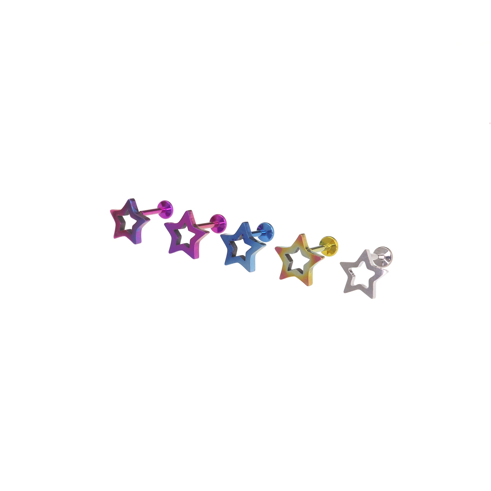 Thick-Cut Openwork Pentagram Titanium Ear Studs