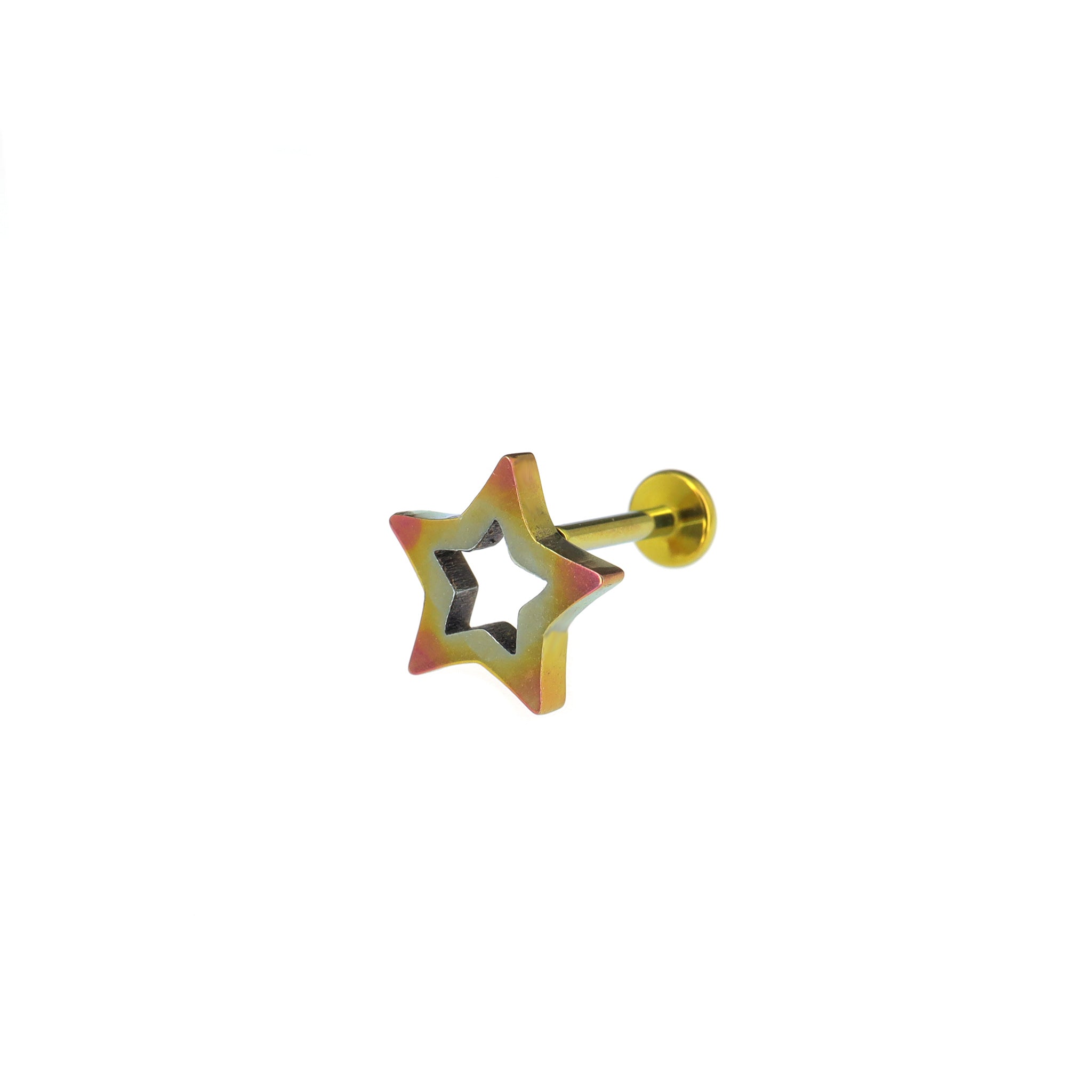 Thick-Cut Openwork Pentagram Titanium Ear Studs