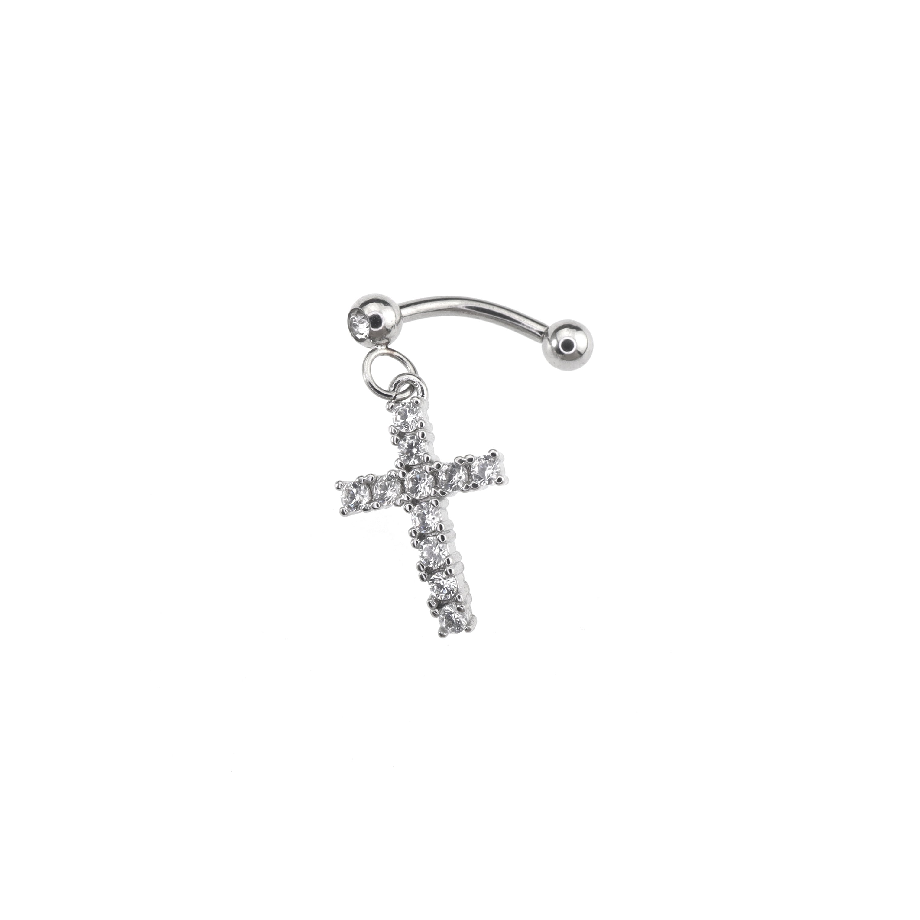 Heart CZ stainless steel Rook Stud