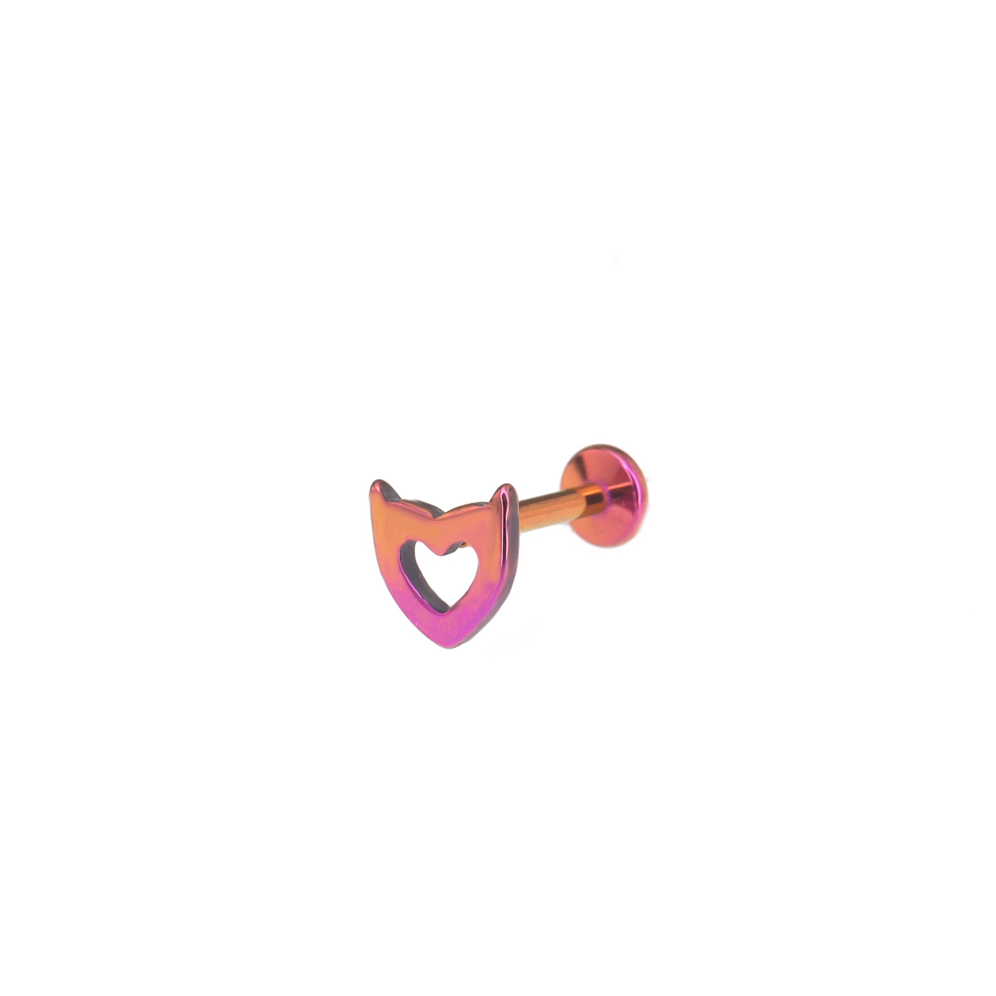 Openwork Heart Demon Horn Internally Threaded Titanium Studs