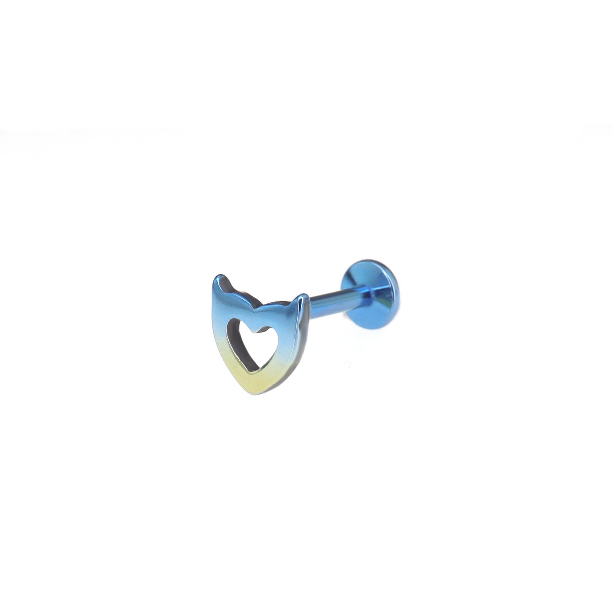 Openwork Heart Demon Horn Internally Threaded Titanium Studs