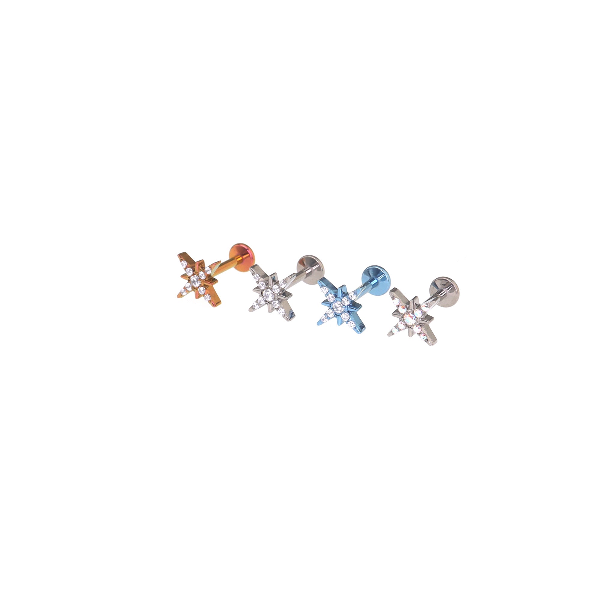 CZ Octagram Titanium Ear Studs