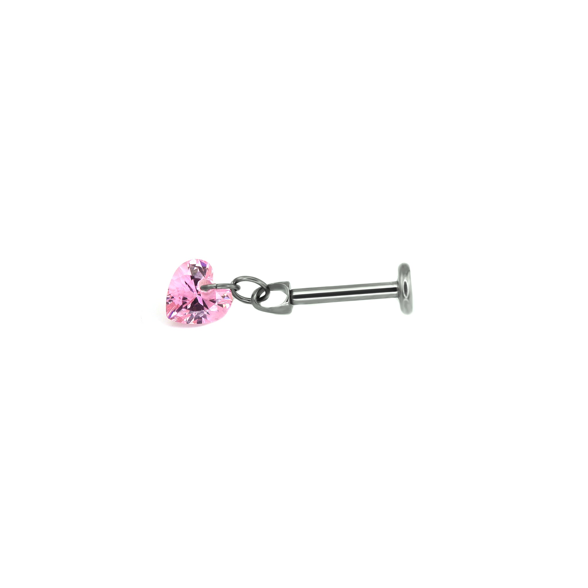 Rainbow Heart CZ Pendant Internally Threaded Titanium Studs