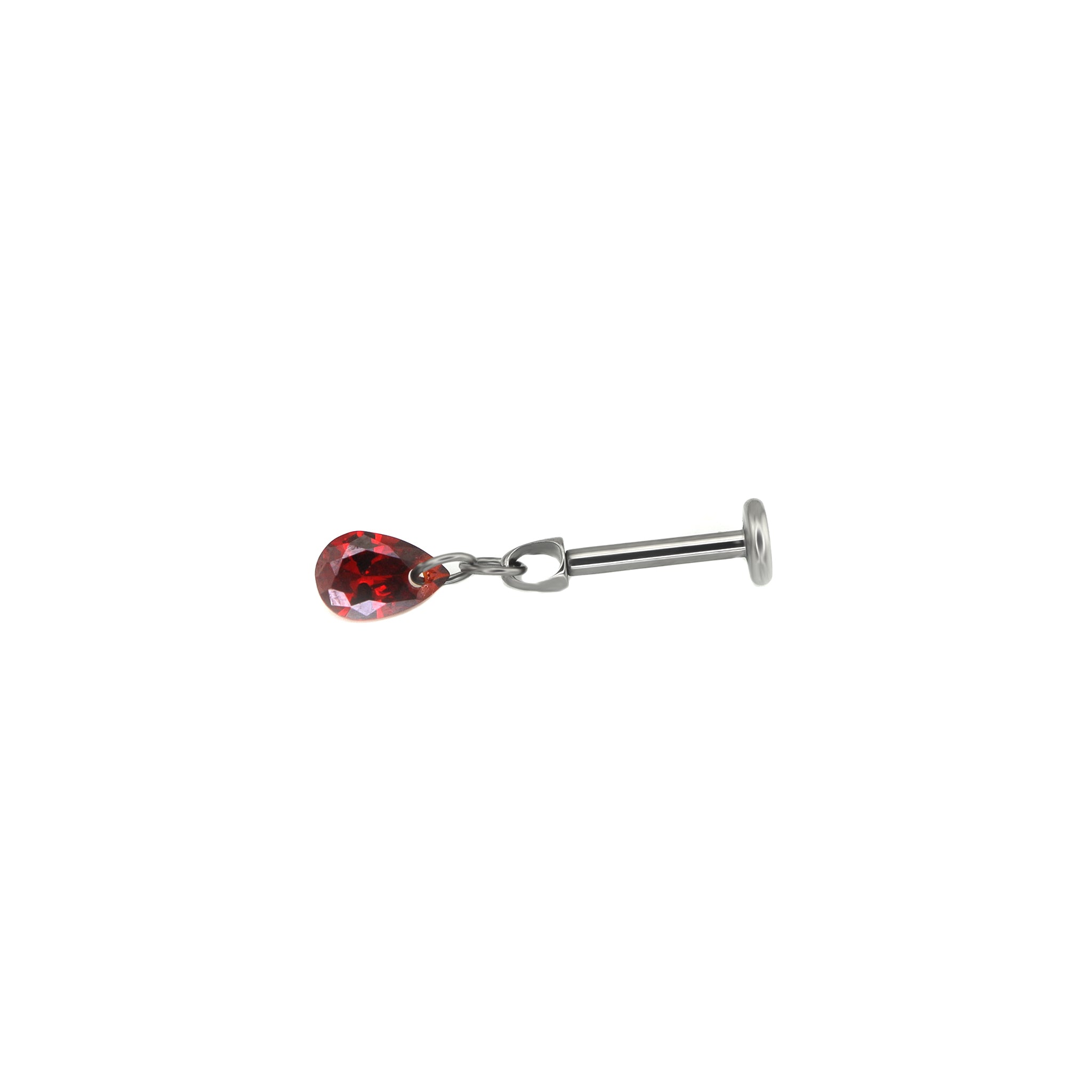Rainbow Teardrop CZ Pendant Internally Threaded Titanium Studs