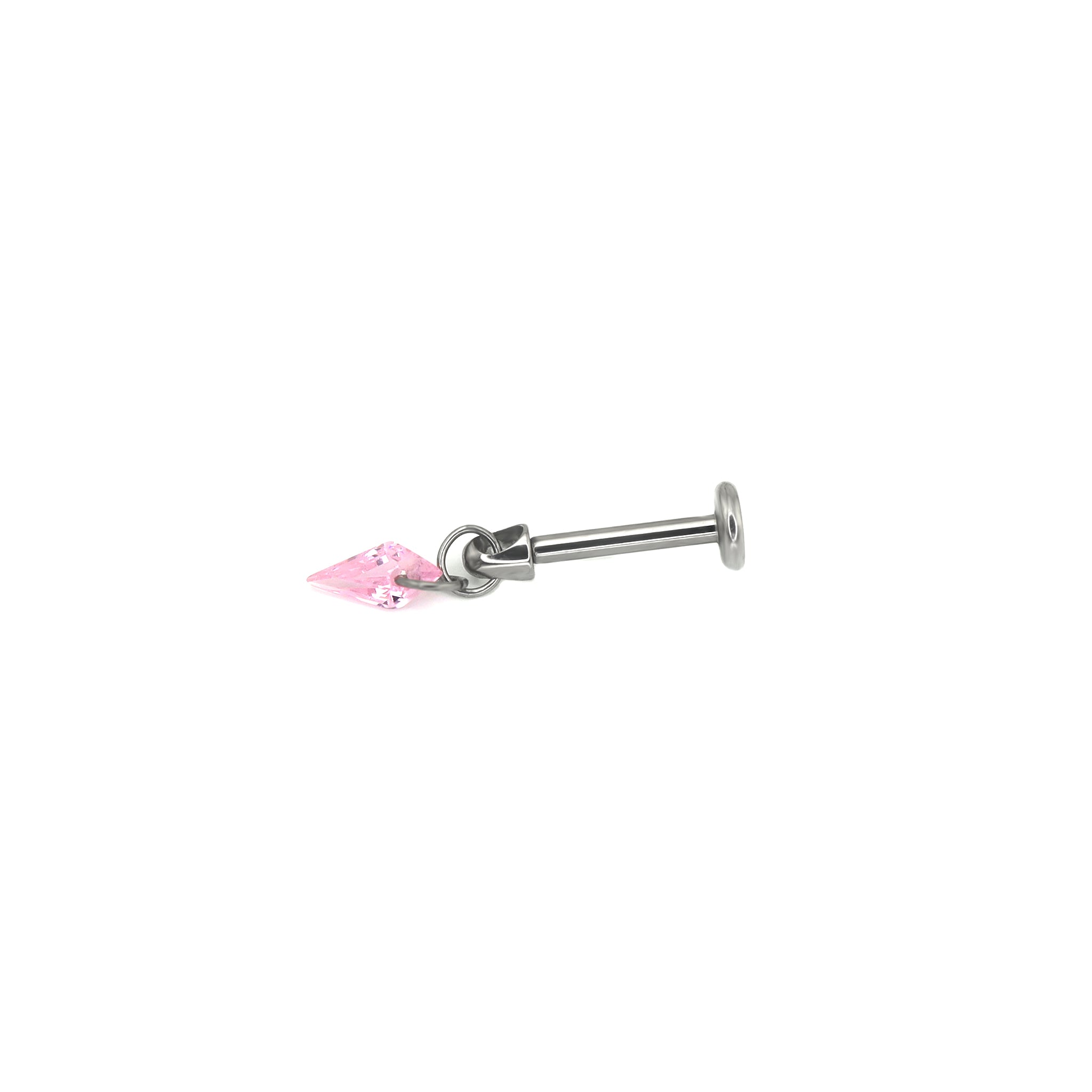 Rainbow Diamond CZ Pendant Internally Threaded Titanium Studs