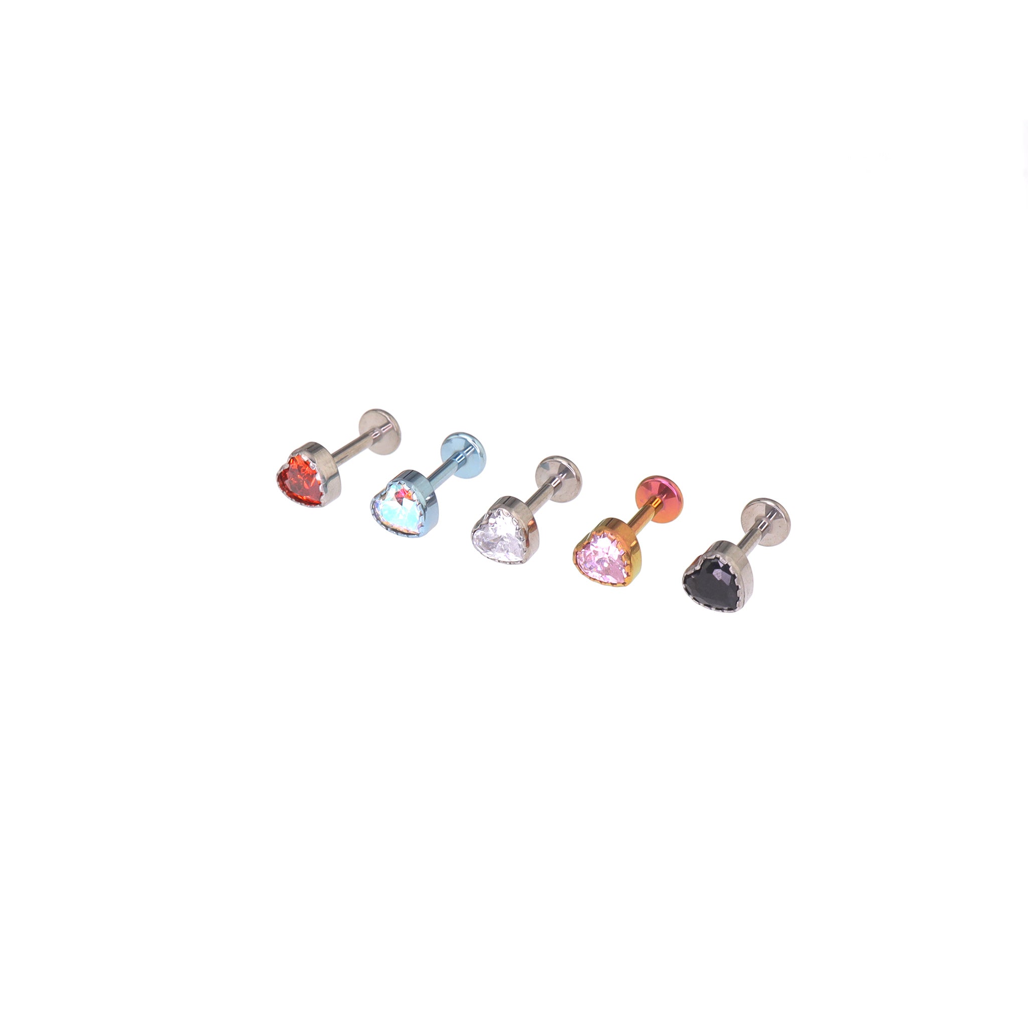 Lace Heart CZ Titanium Lip Ring