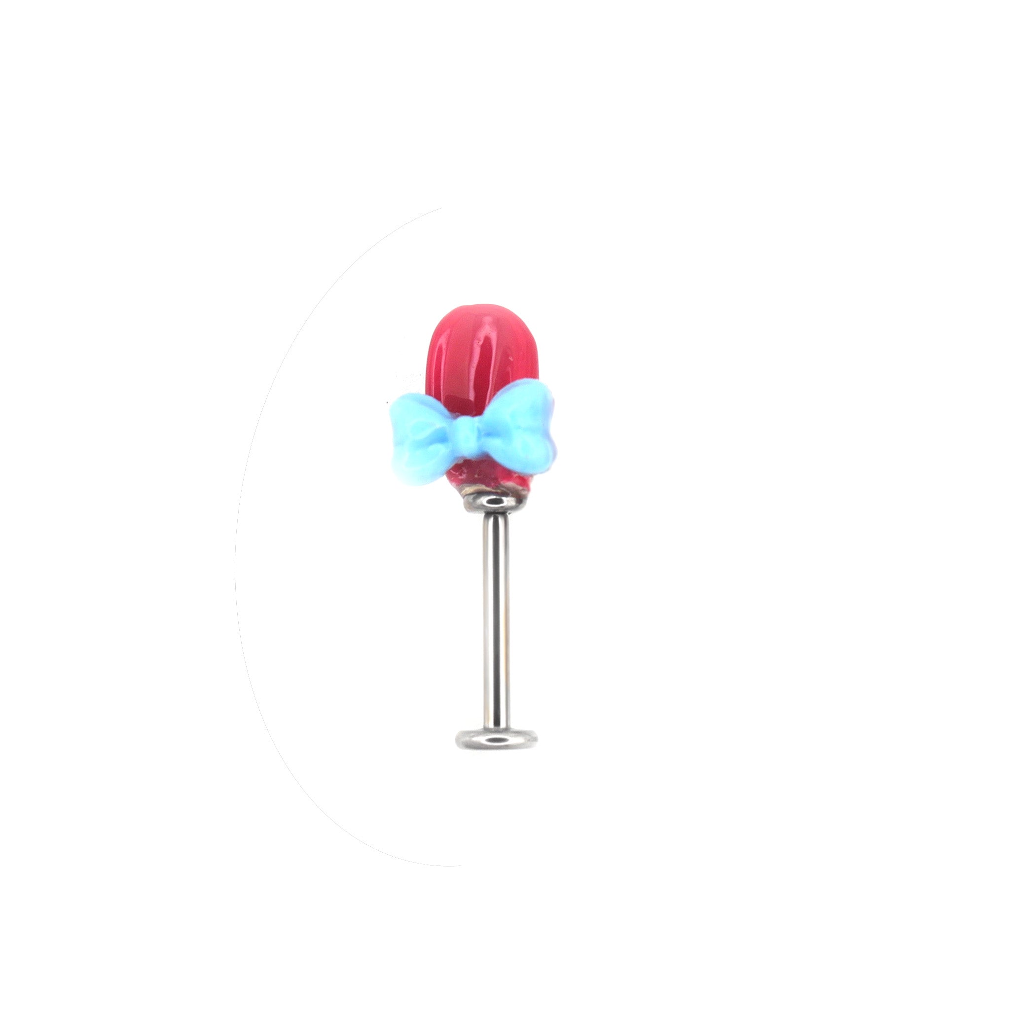 Pink Rabbit Ear Internally Threaded Titanium Ear Stud