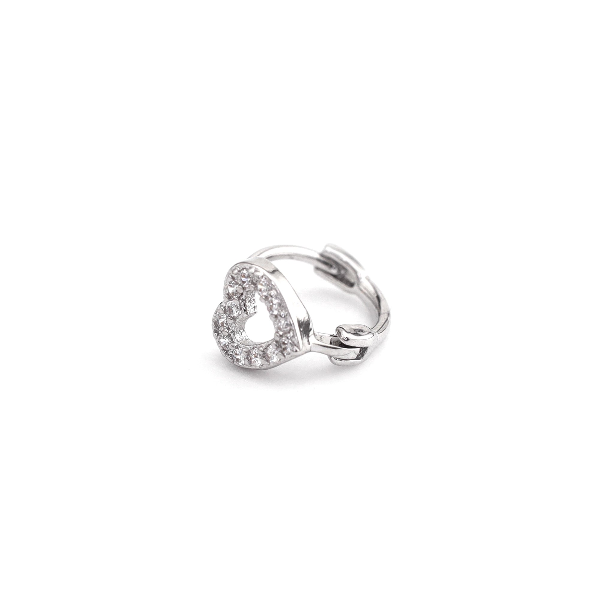 CZ Openwork Stainless Steel Small Hoop Earrings
