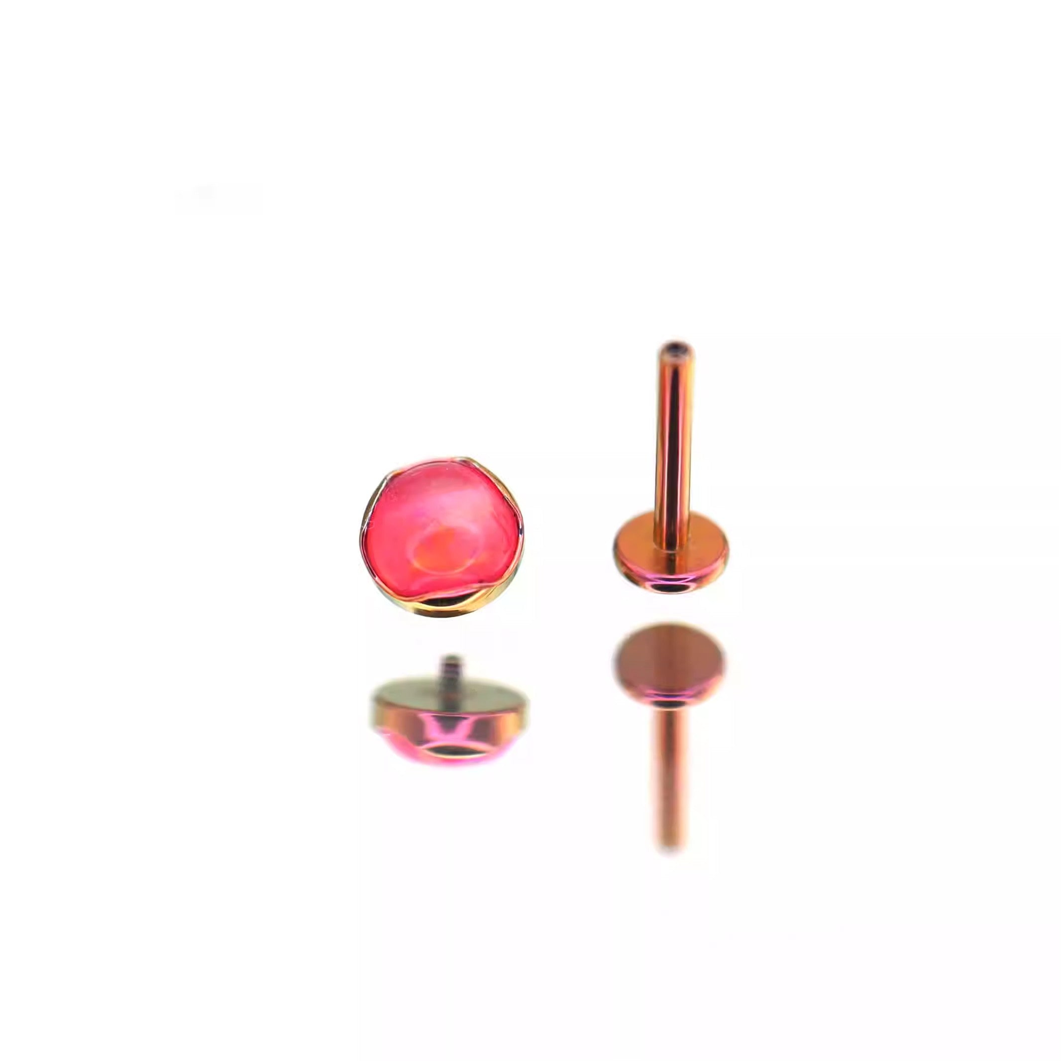 Wave Bezel-Set Opal Titanium Lip Ring ph1