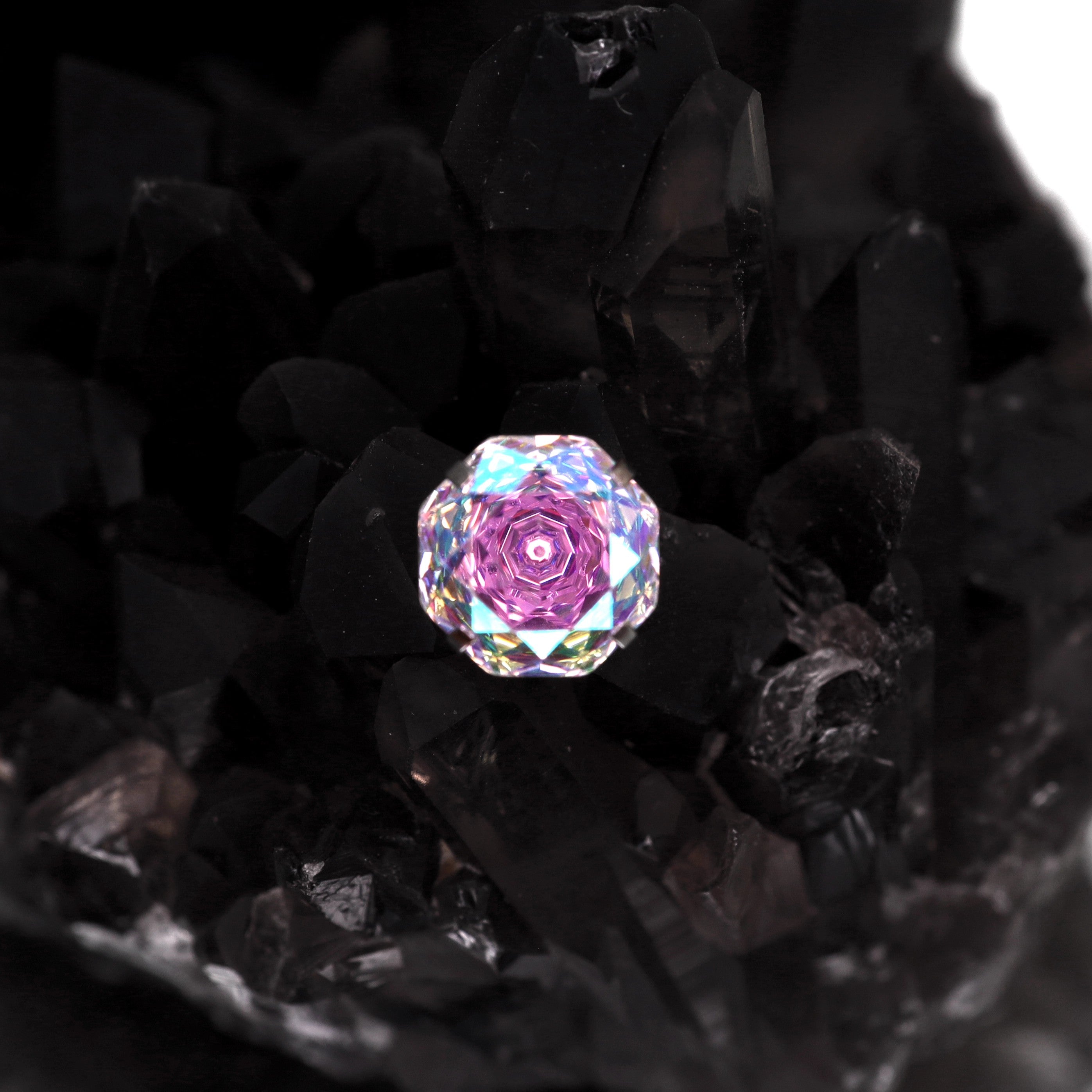 High-Shine Aurora Borealis Rose-Cut CZ Internally Threaded Titanium Studs ph1