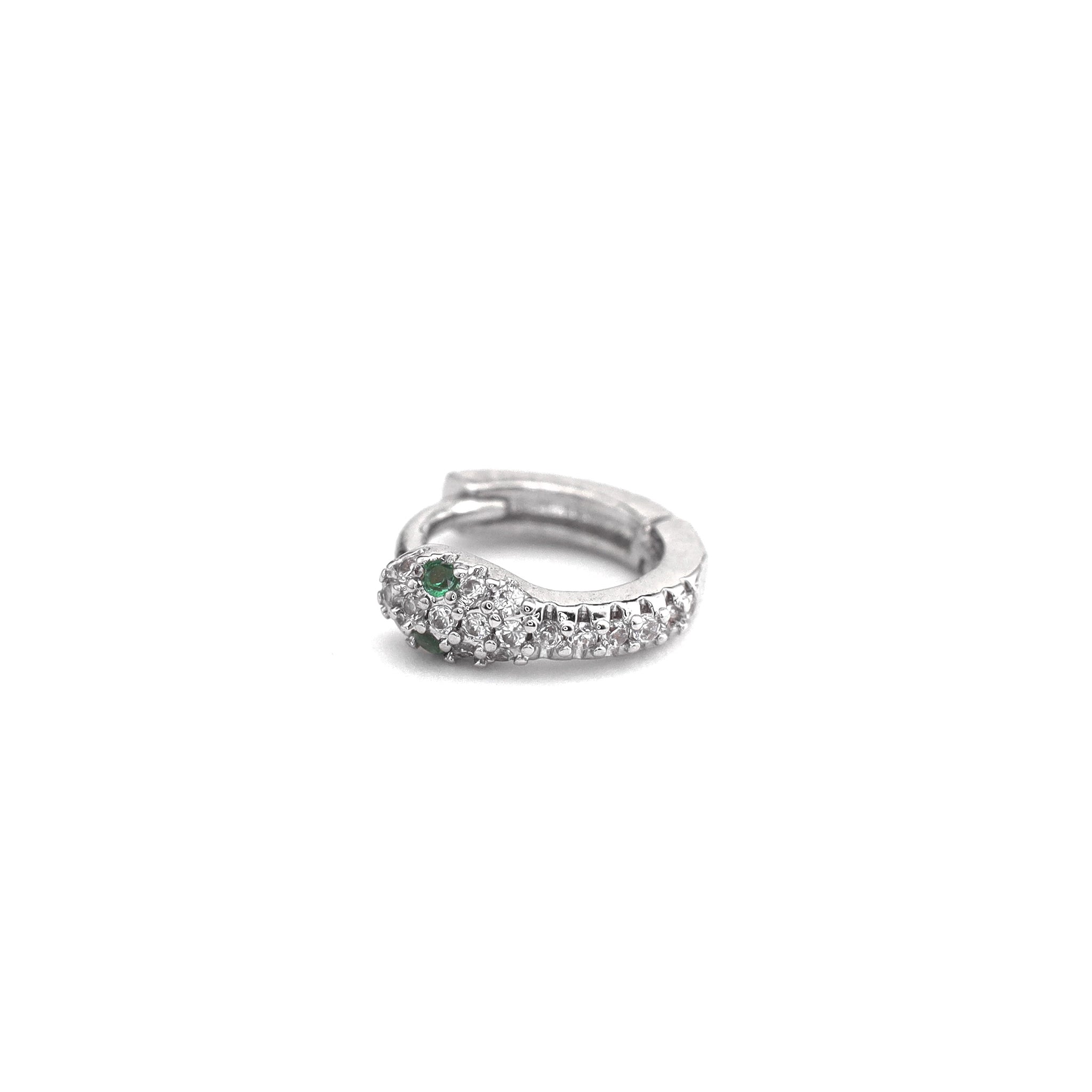 CZ Serpent Stainless Steel Small Hoop Earrings