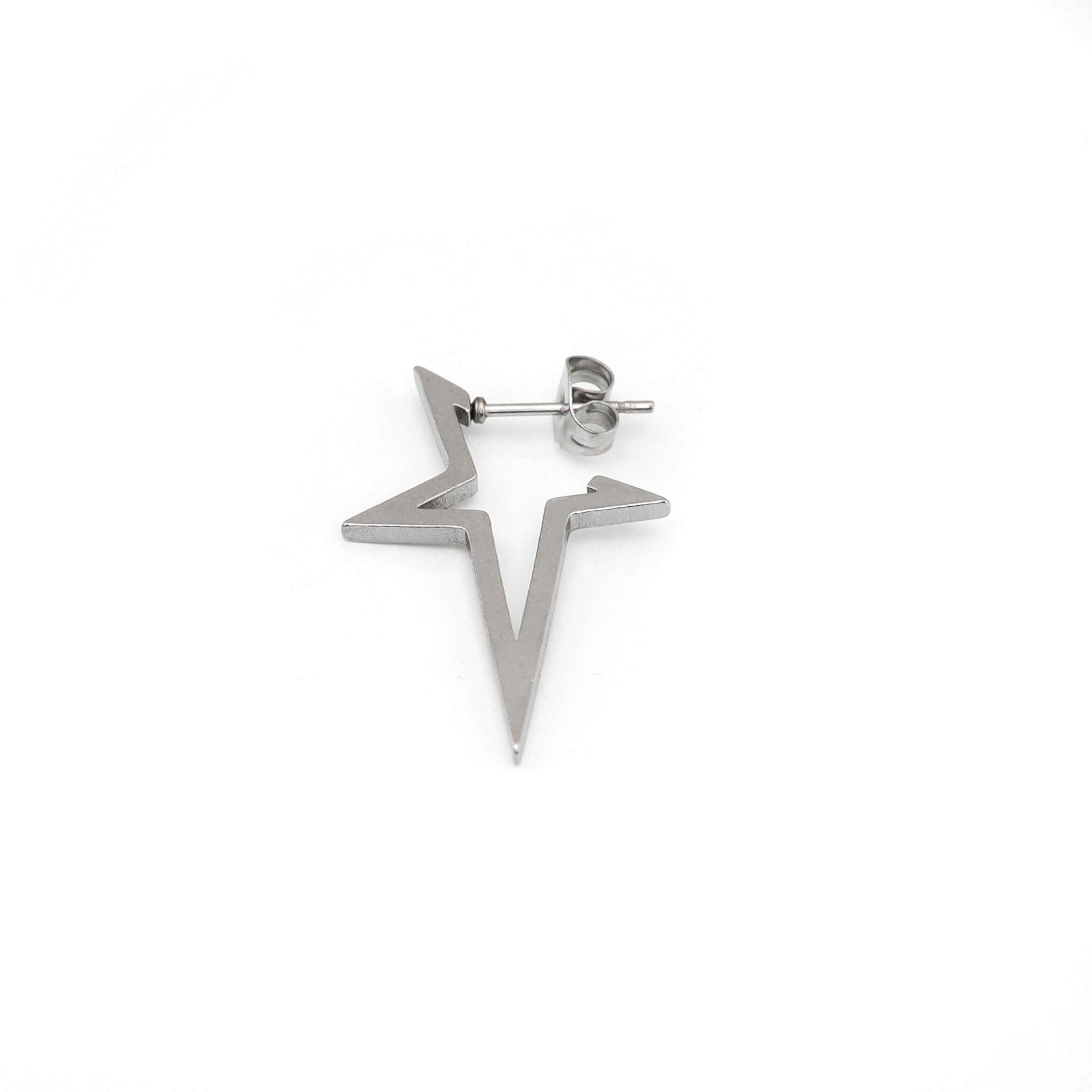Black & White Large Spike Pentagram stainless steel Ear Studs ph1