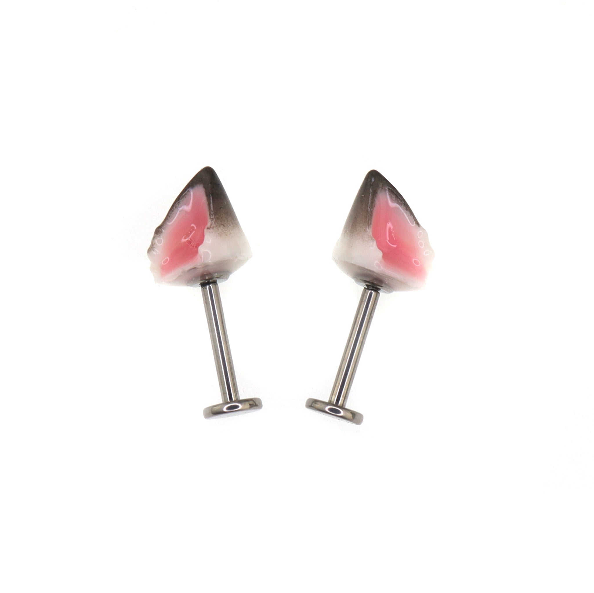 PAIR OF Wolf Ear Internally Threaded Titanium Stud ph1