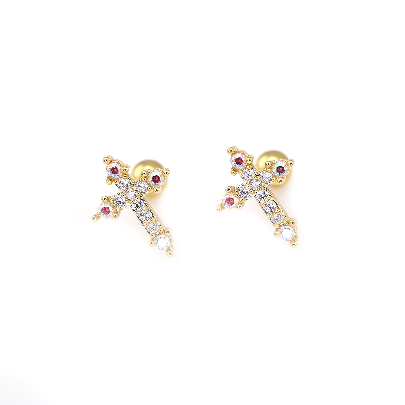 20G Thin Gauge CZ Cross Ear Studs ph1